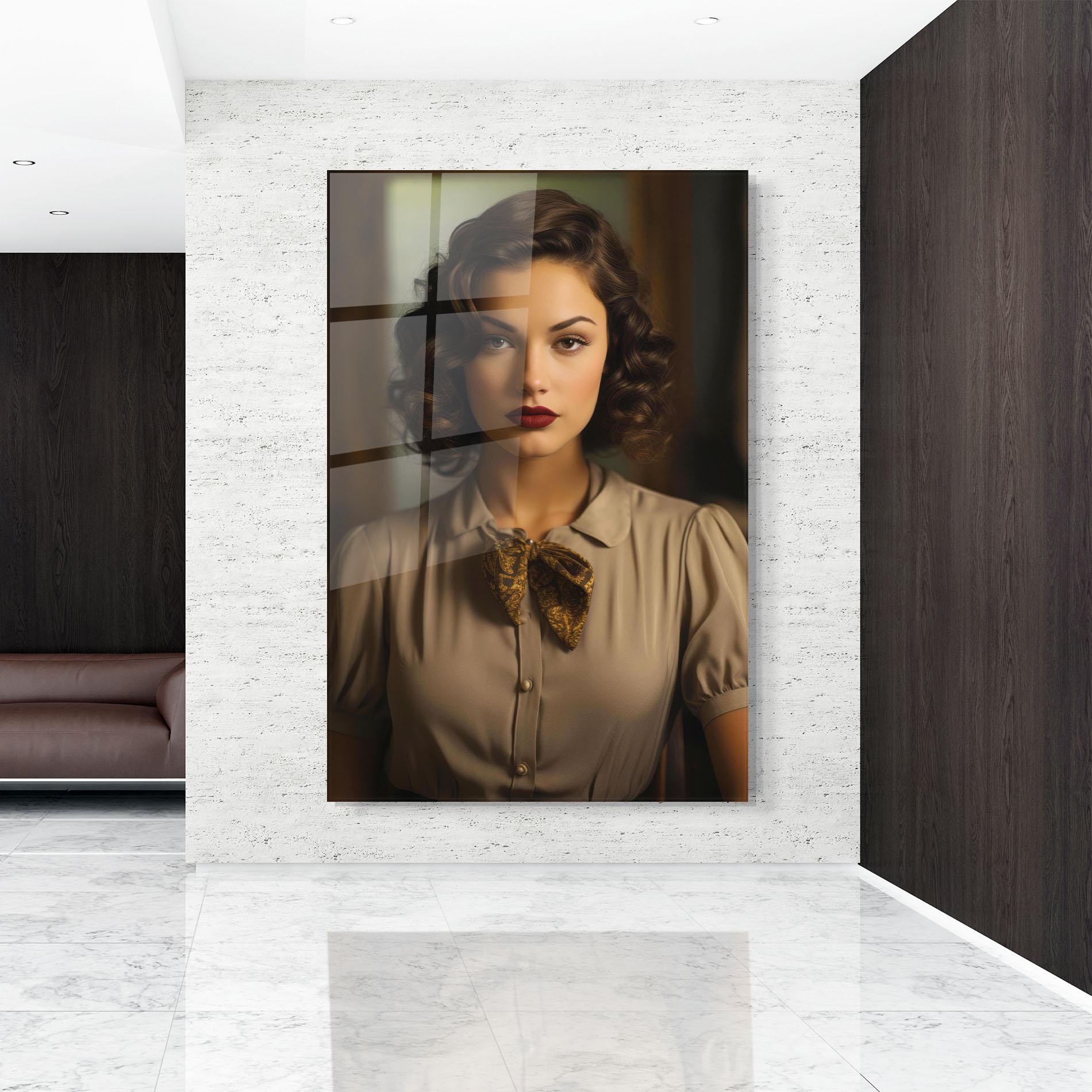 Tablou Sticla Beige Vintage Blouse mockup 9