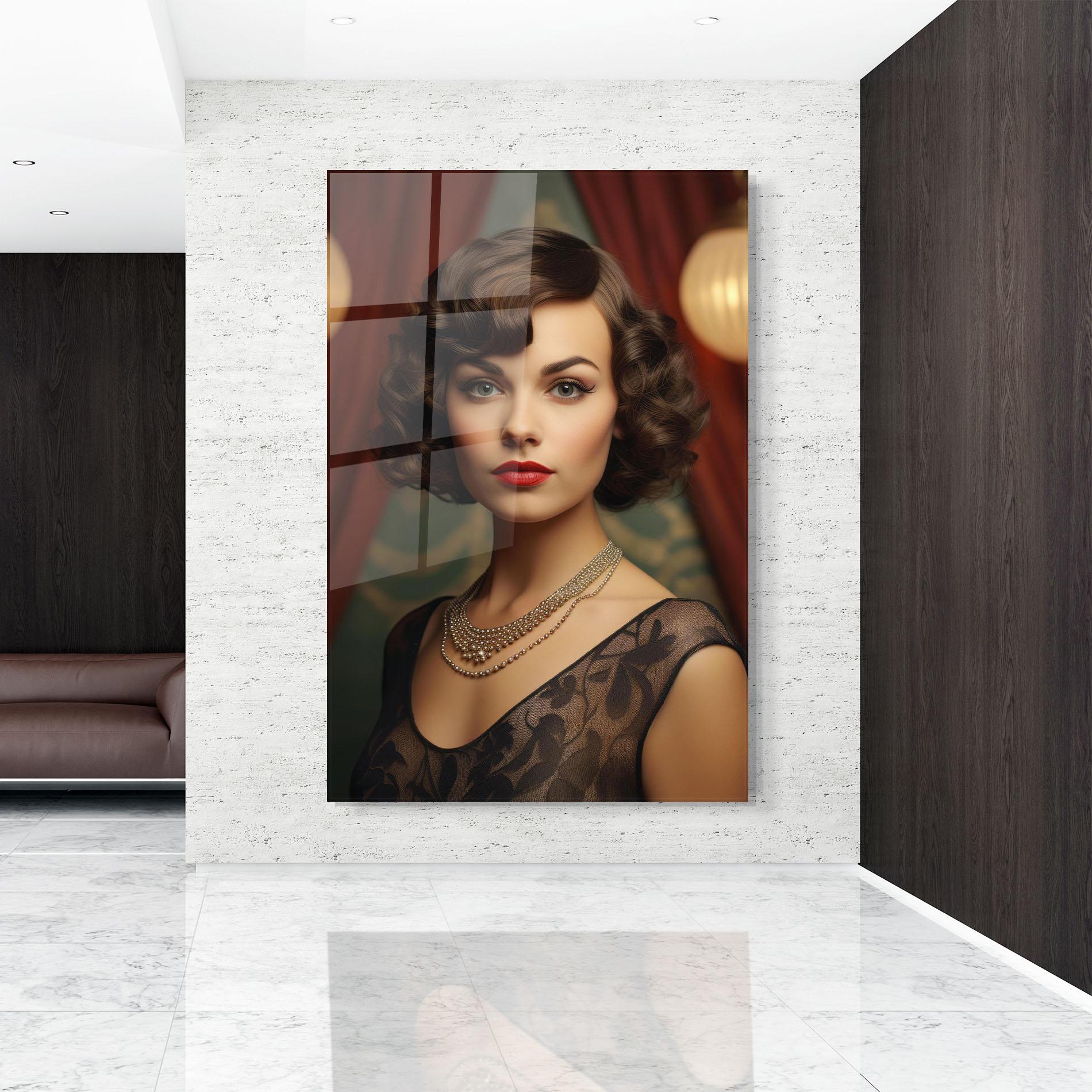 Tablou Sticla Elegant Vintage Woman mockup 9