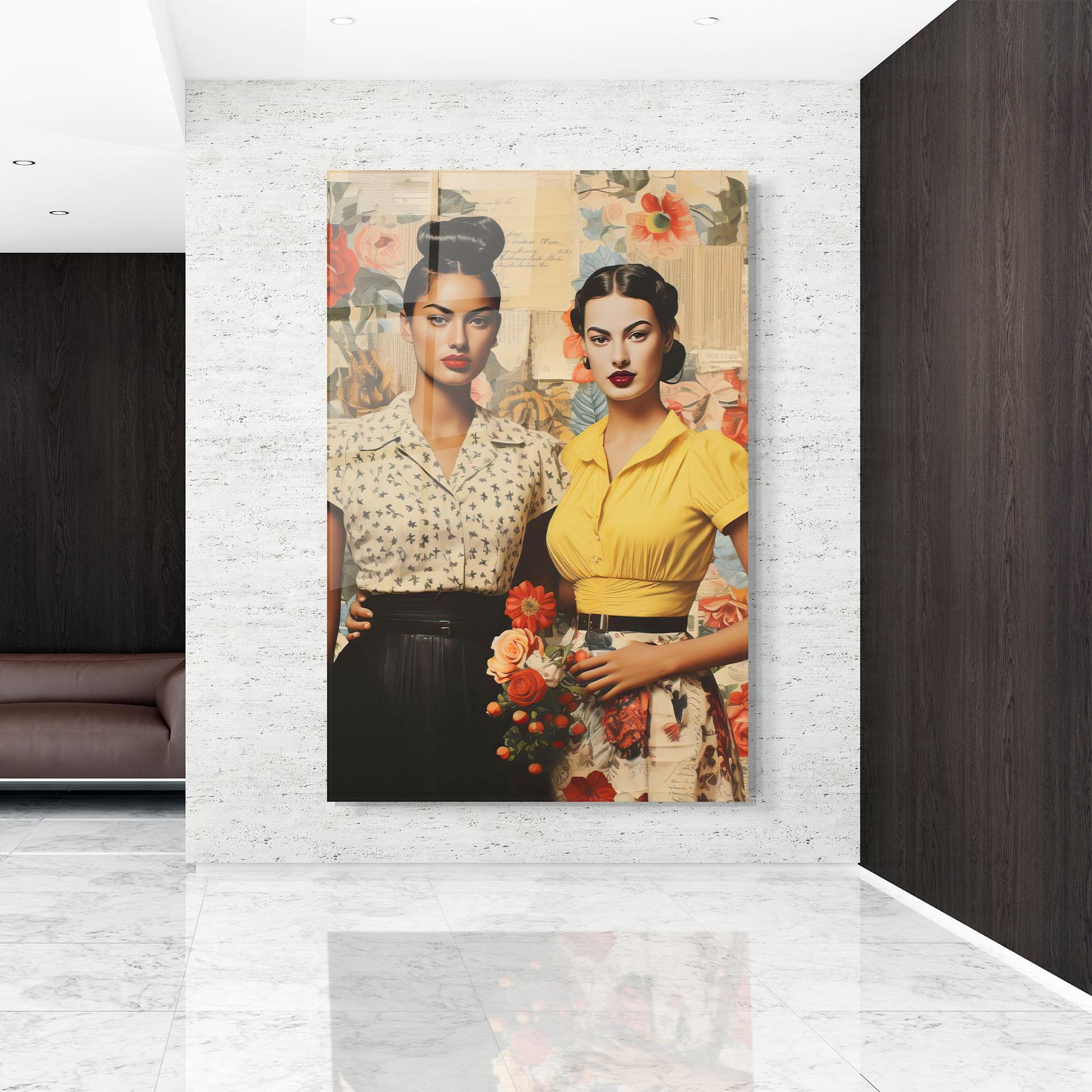 Tablou Sticla Friendship Vintage Power mockup 9