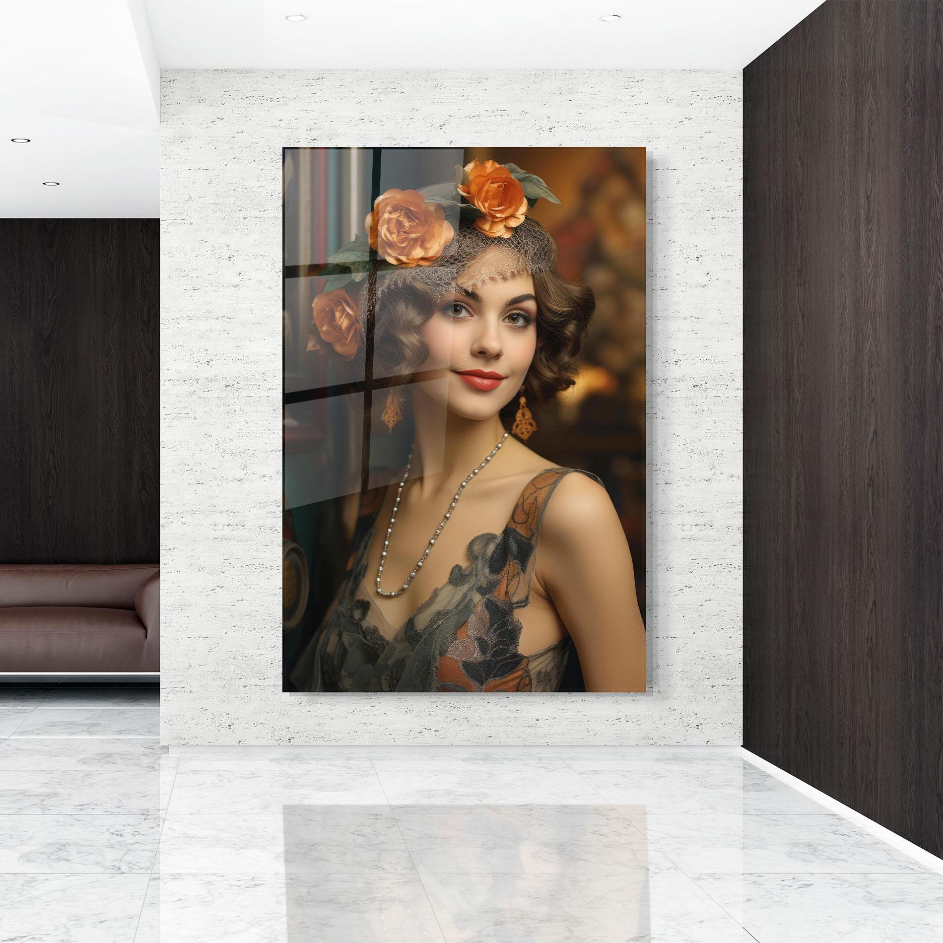 Tablou Sticla Orange Vintage Roses mockup 9