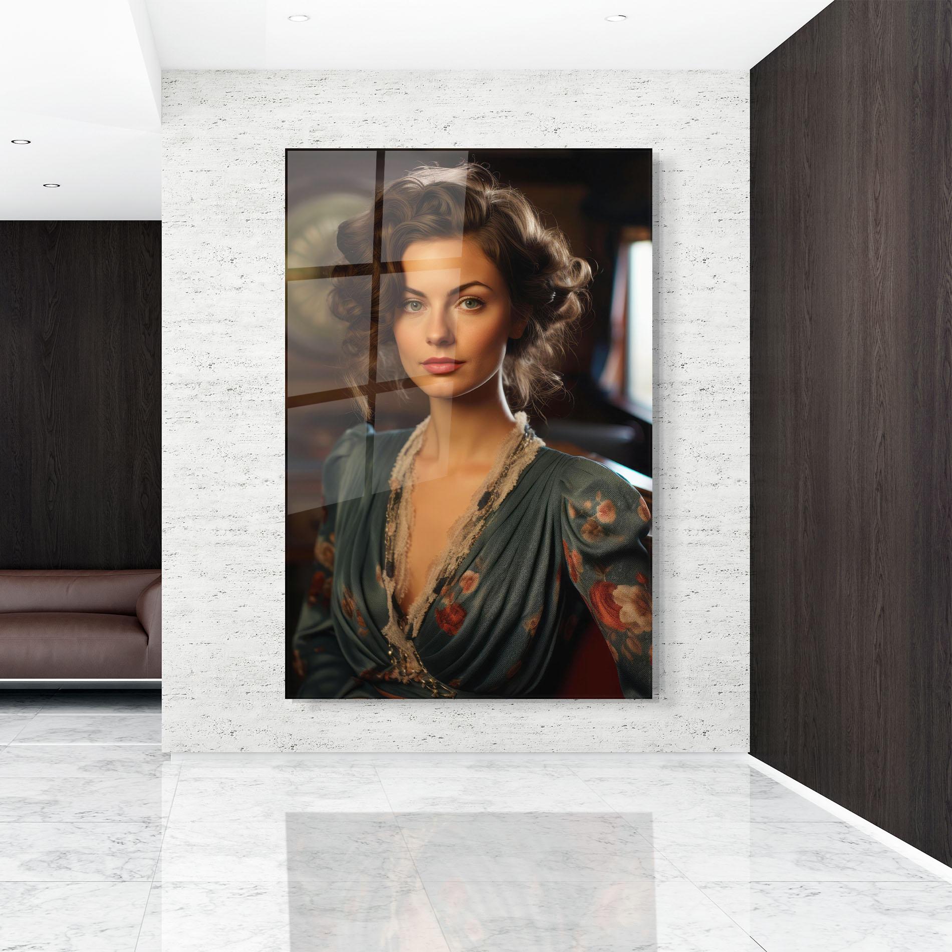 Tablou Sticla Pink Flowers Dress mockup 9