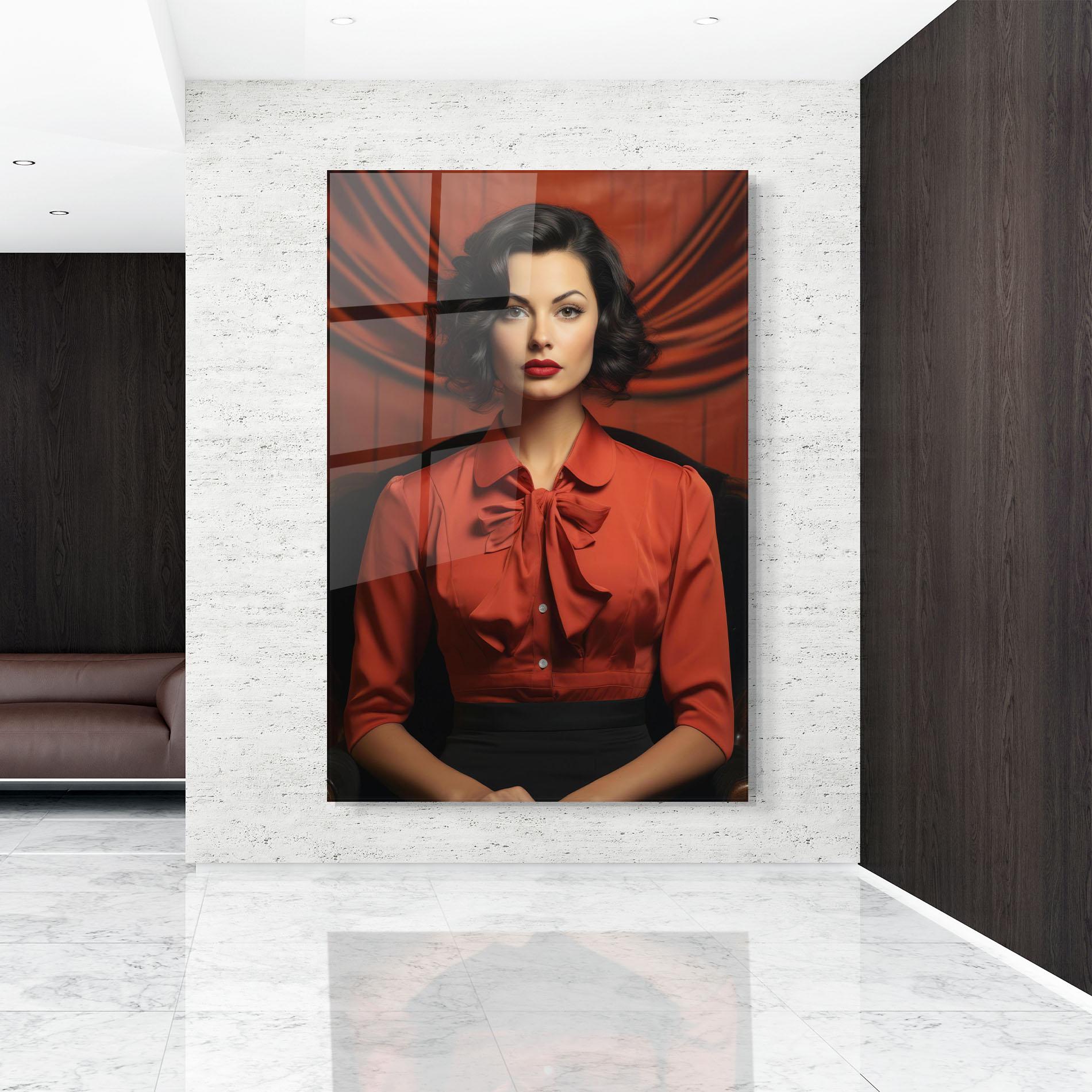 Tablou Sticla Pretty Red Blouse mockup 9