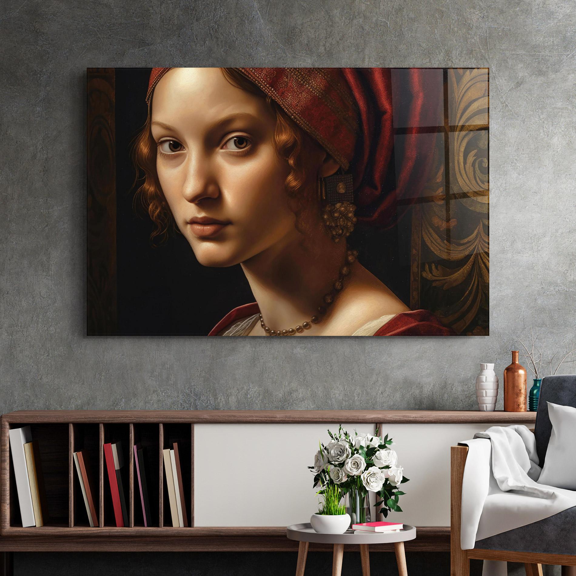 Tablou Sticla Red Hair Woman Art mockup 2