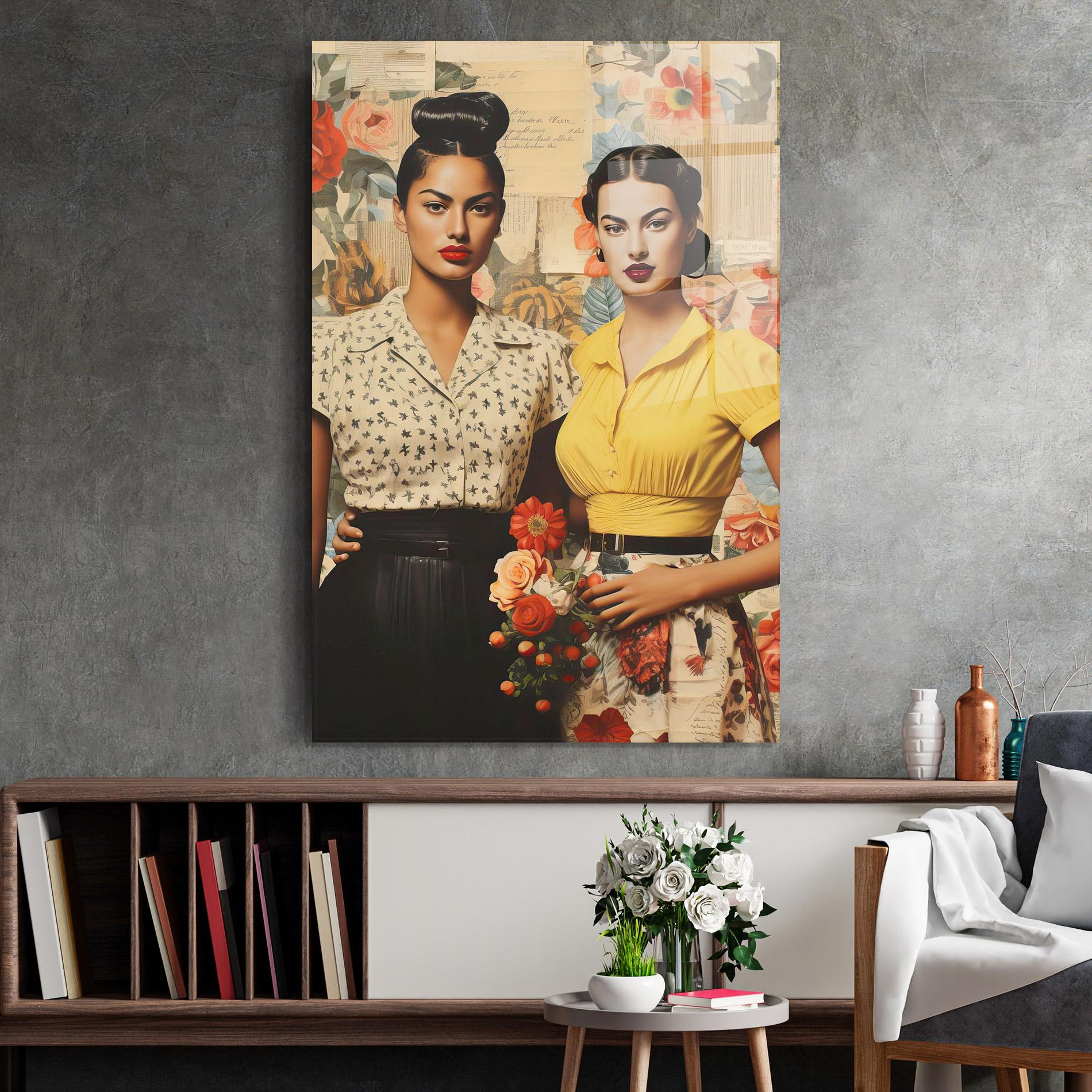 Tablou Sticla Friendship Vintage Power mockup 2