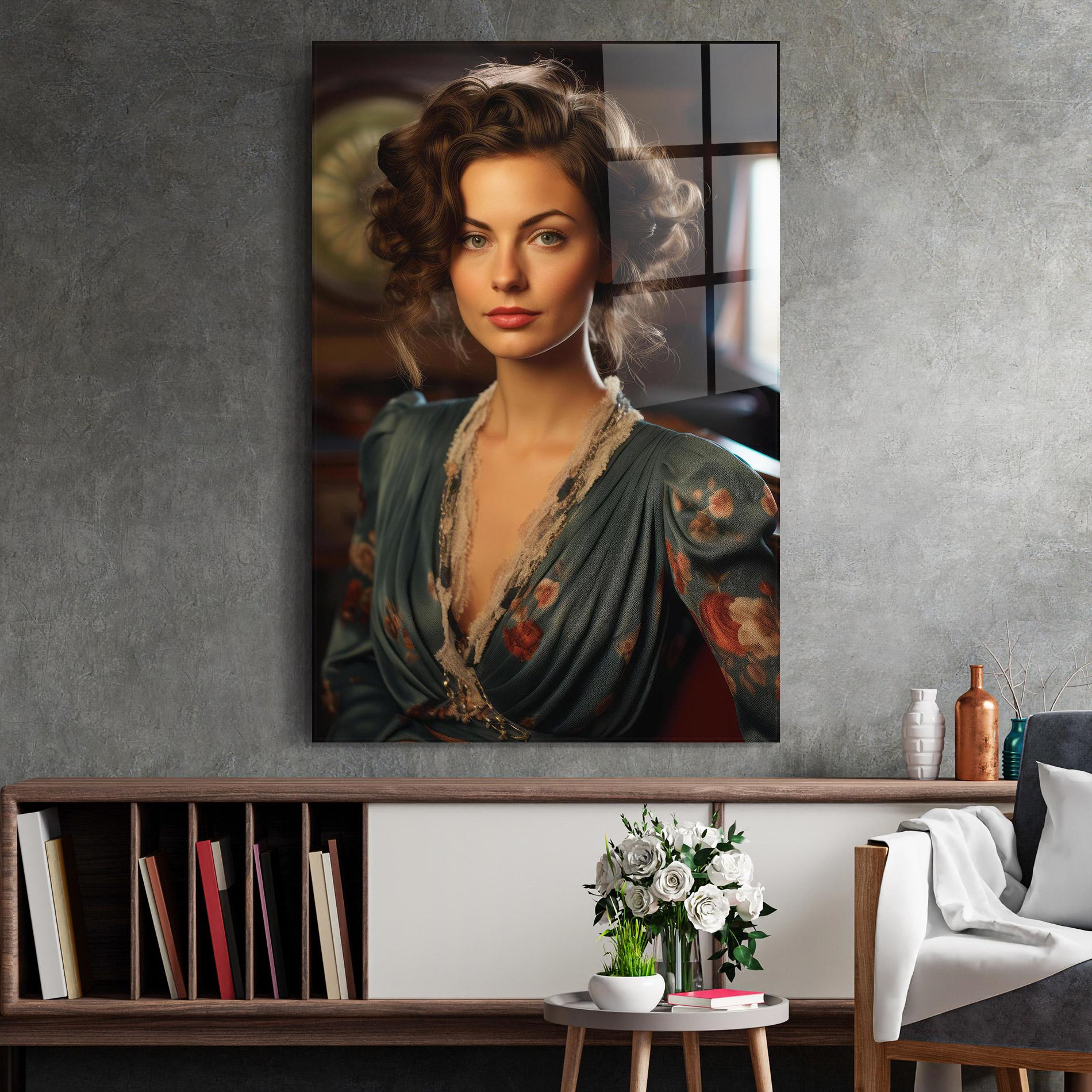 Tablou Sticla Pink Flowers Dress mockup 2