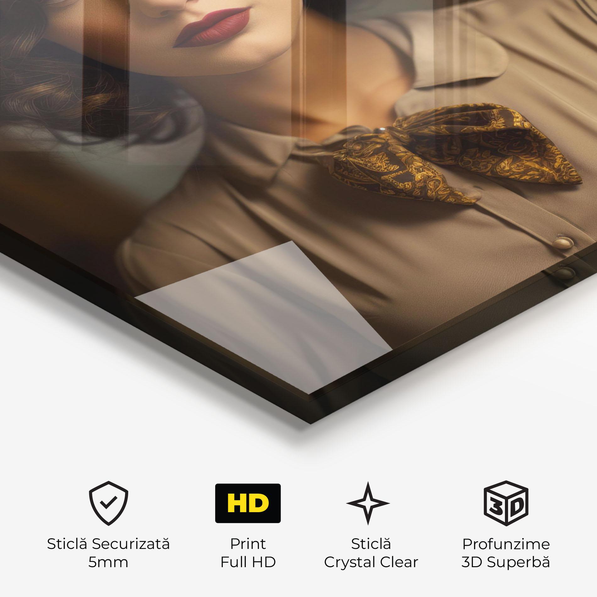 Tablou Sticla Beige Vintage Blouse mockup 3