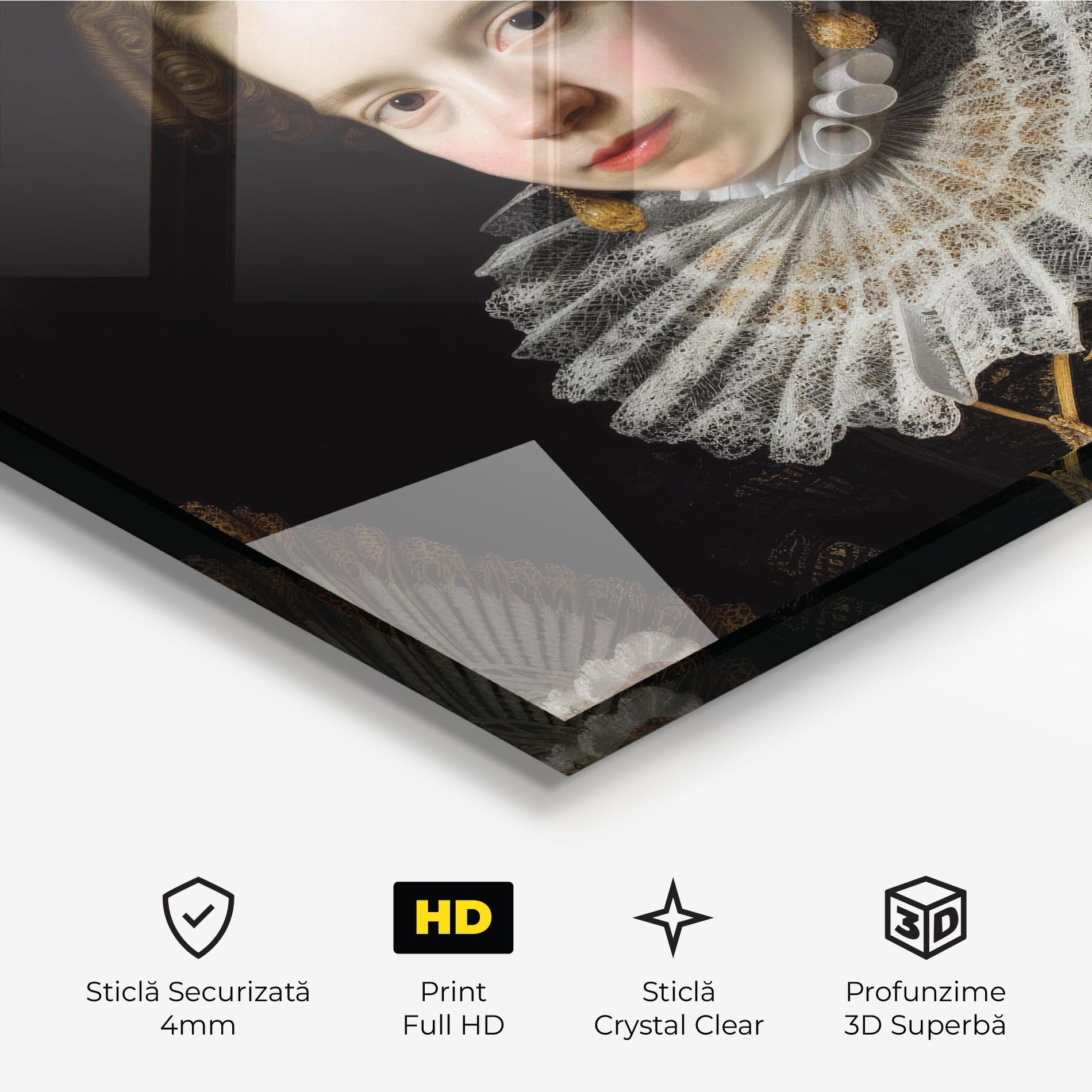 Tablou Sticla Baroque Lady Portrait mockup 3