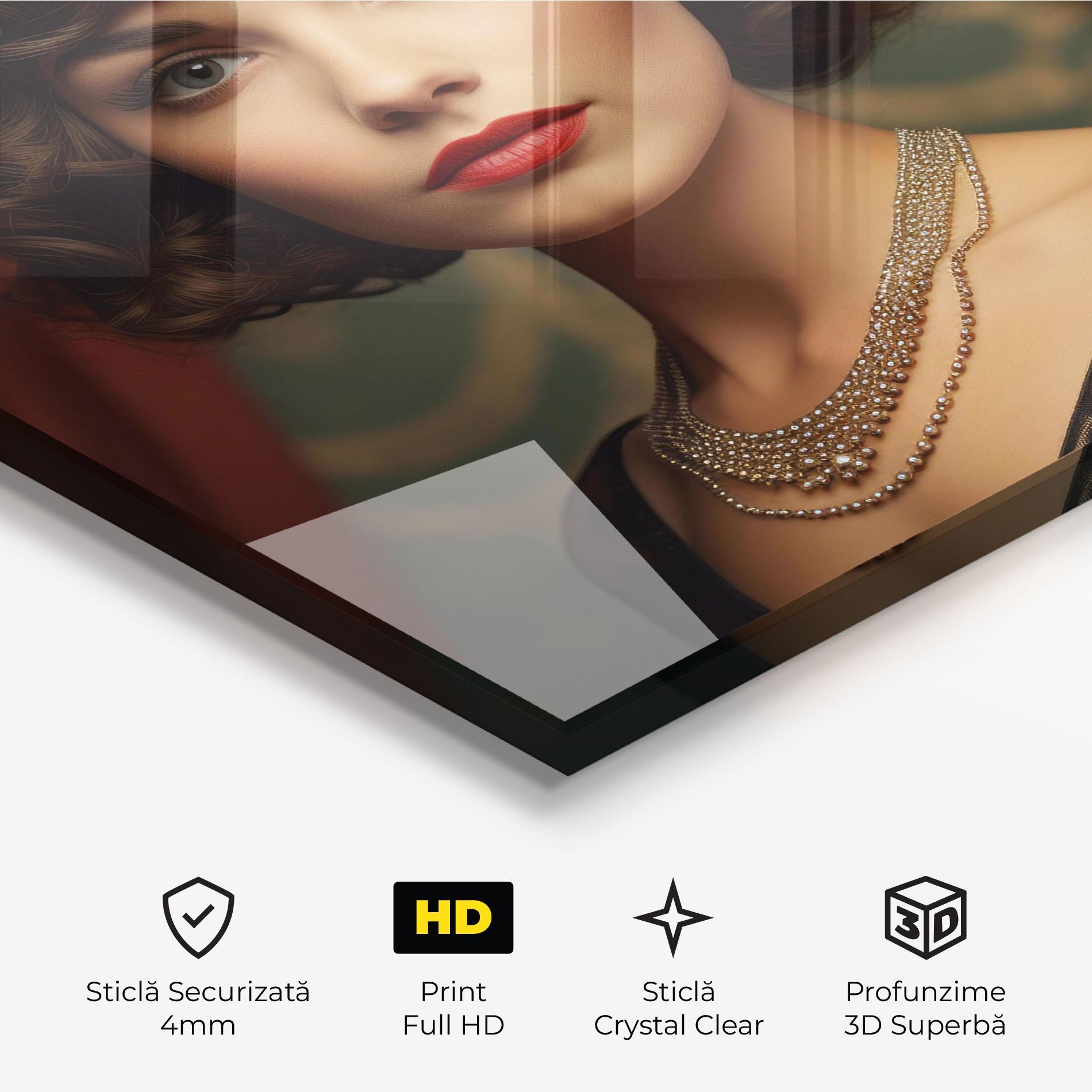 Tablou Sticla Elegant Vintage Woman mockup 3