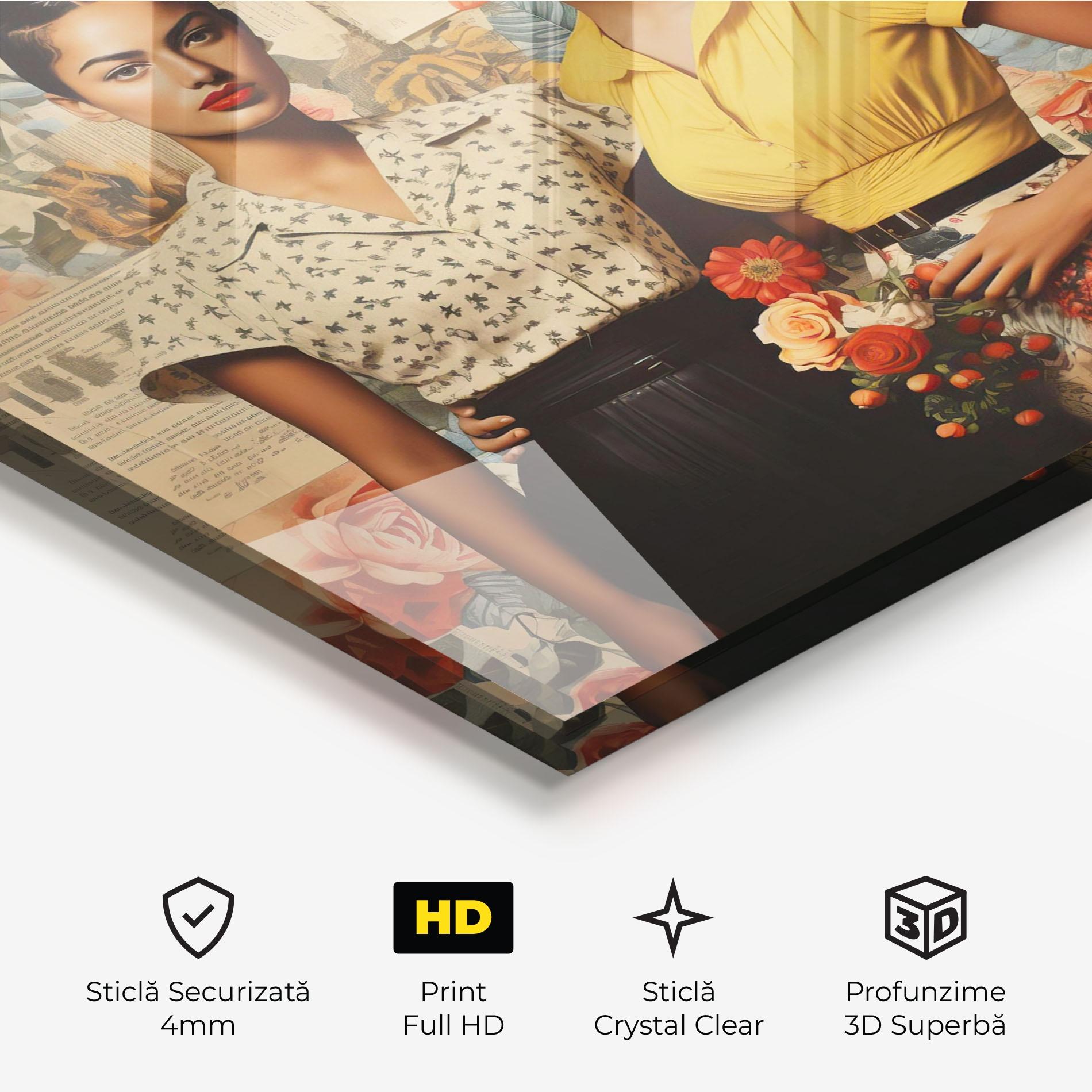 Tablou Sticla Friendship Vintage Power mockup 3