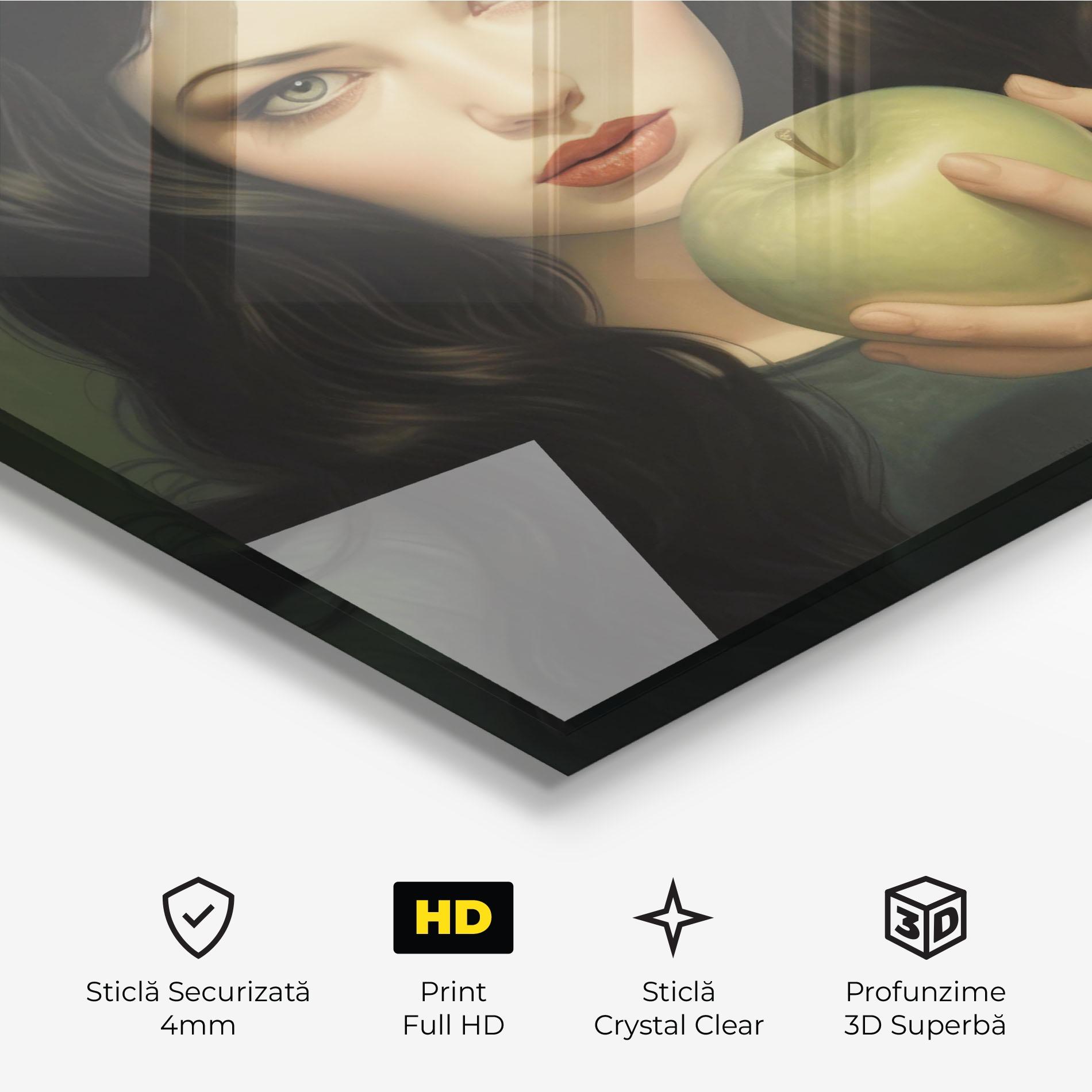 Tablou Sticla Green Apple Painting mockup 3