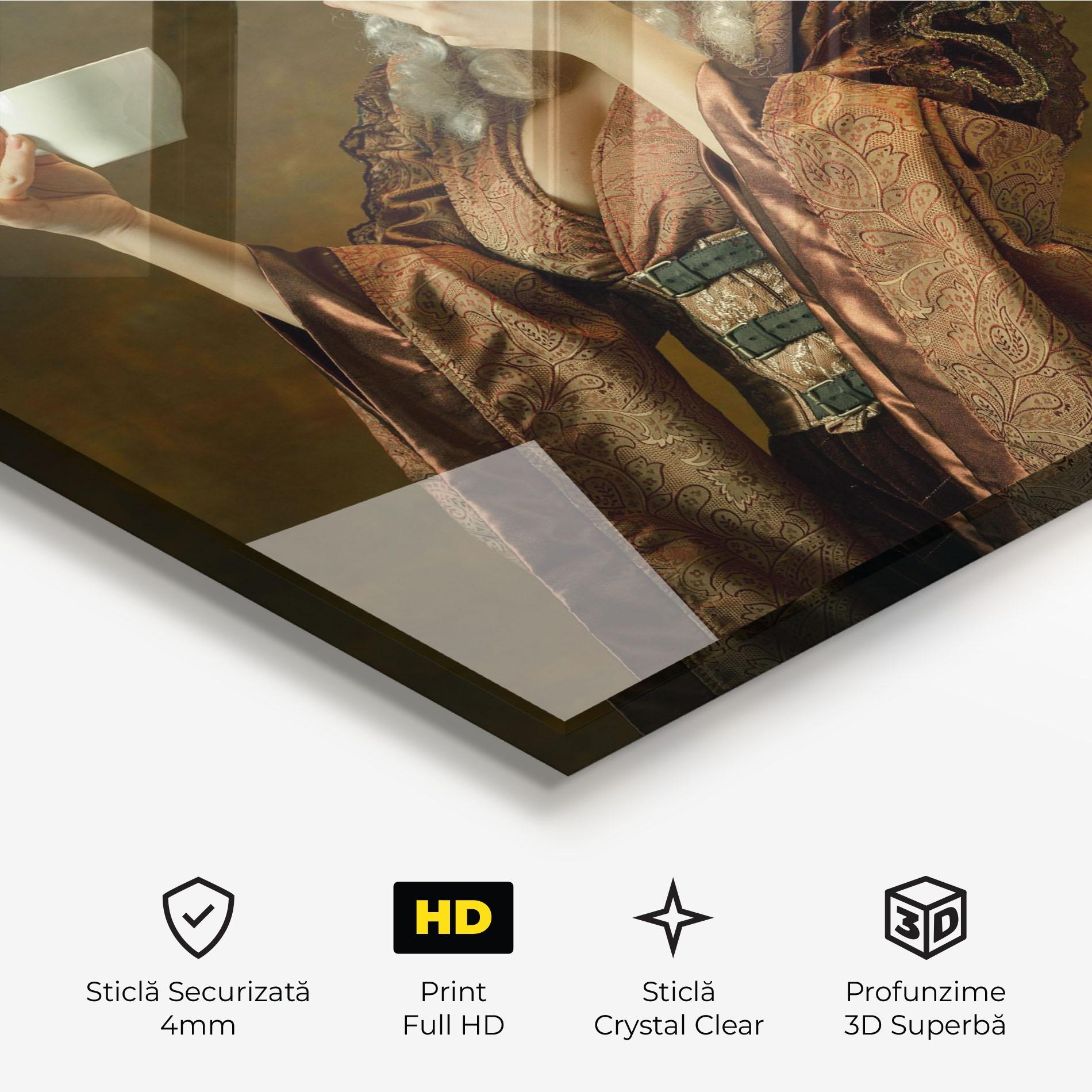 Tablou Sticla Medieval Woman Tea mockup 3