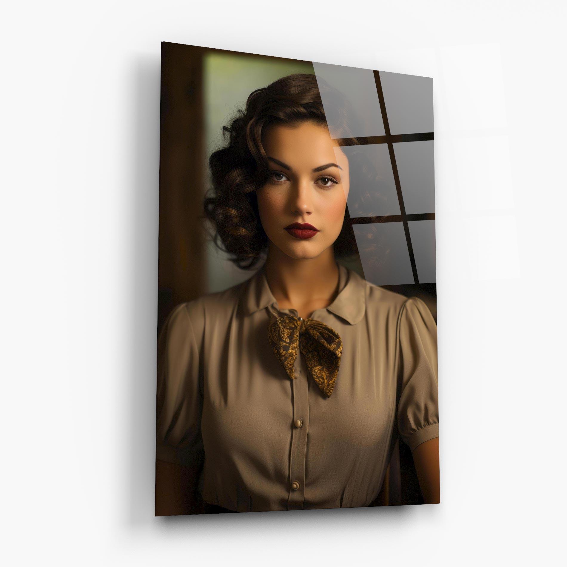 Tablou Sticla Beige Vintage Blouse mockup 6