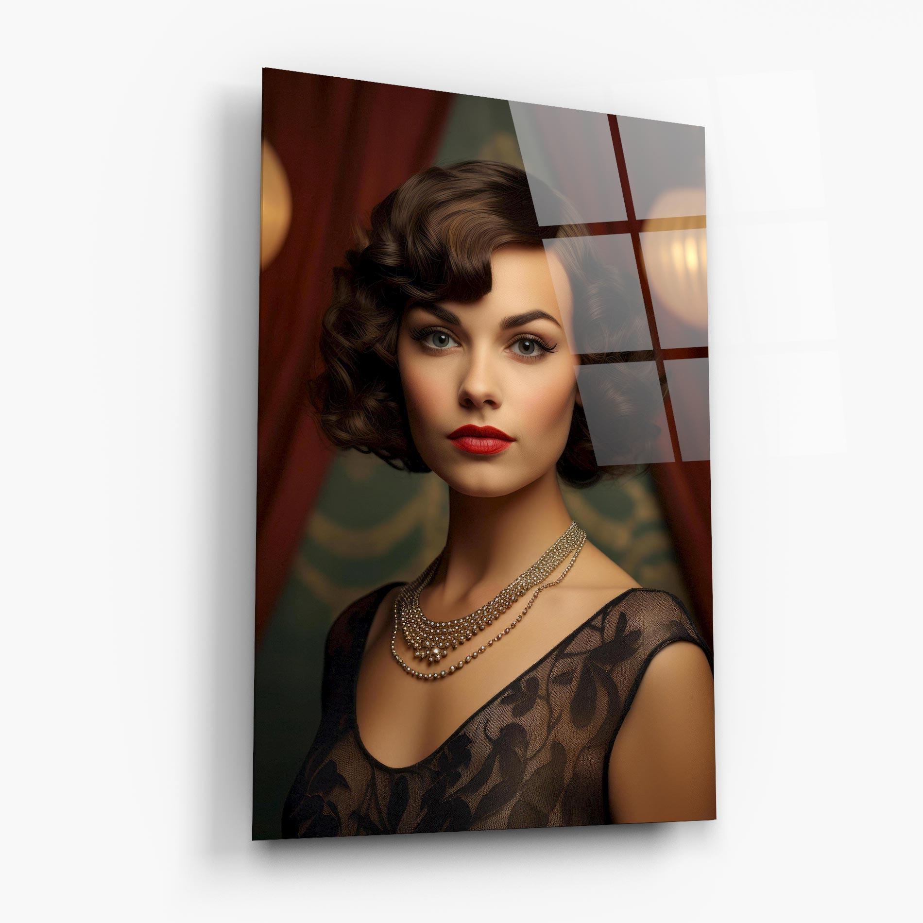 Tablou Sticla Elegant Vintage Woman mockup 6