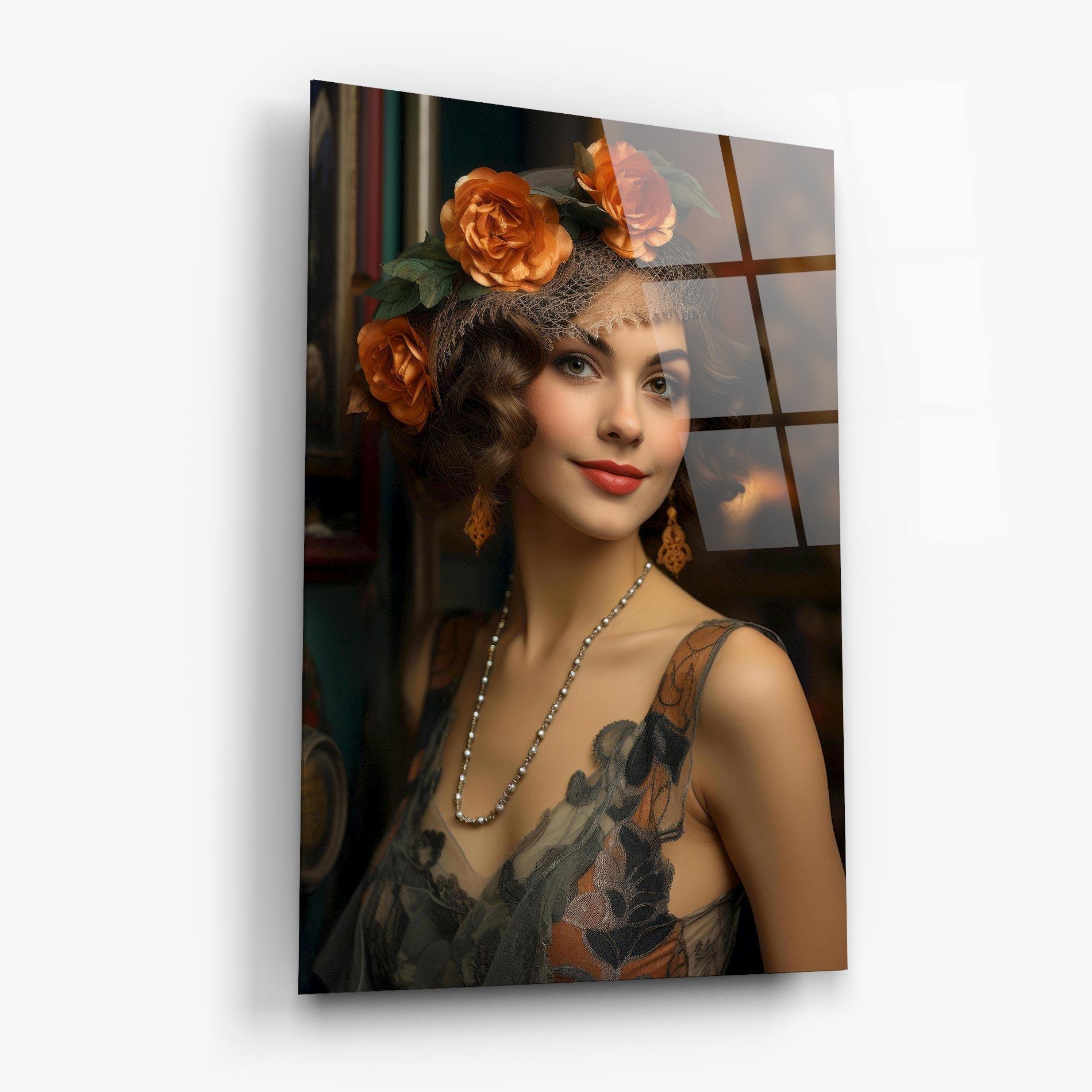 Tablou Sticla Orange Vintage Roses mockup 6