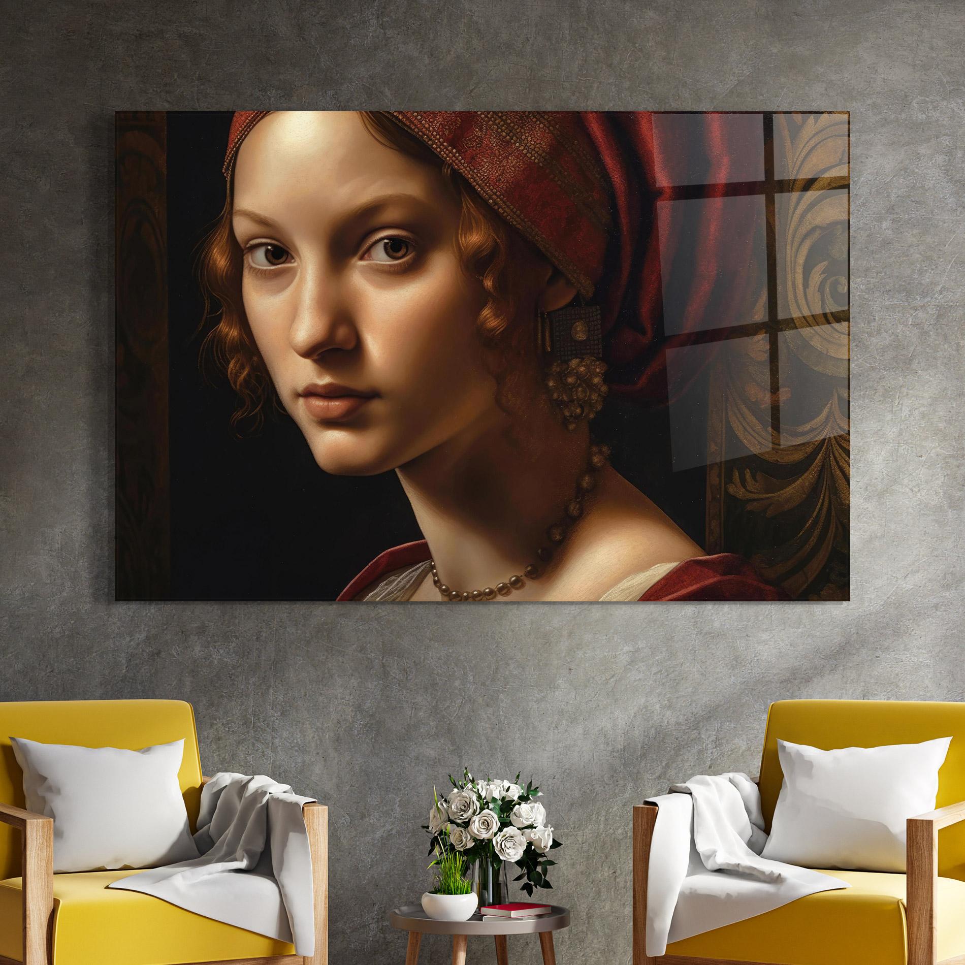 Tablou Sticla Red Hair Woman Art mockup 4