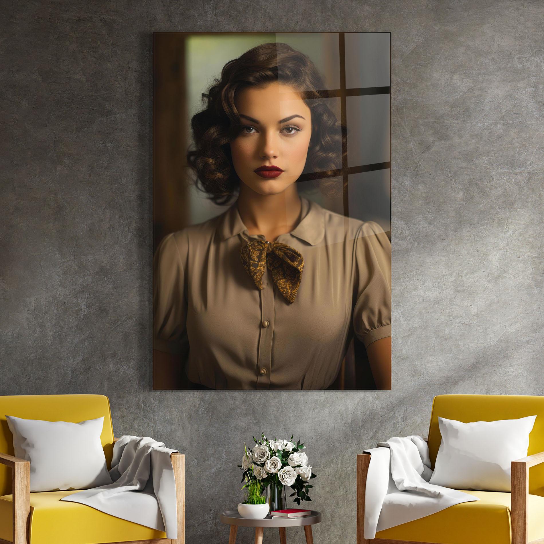 Tablou Sticla Beige Vintage Blouse mockup 4