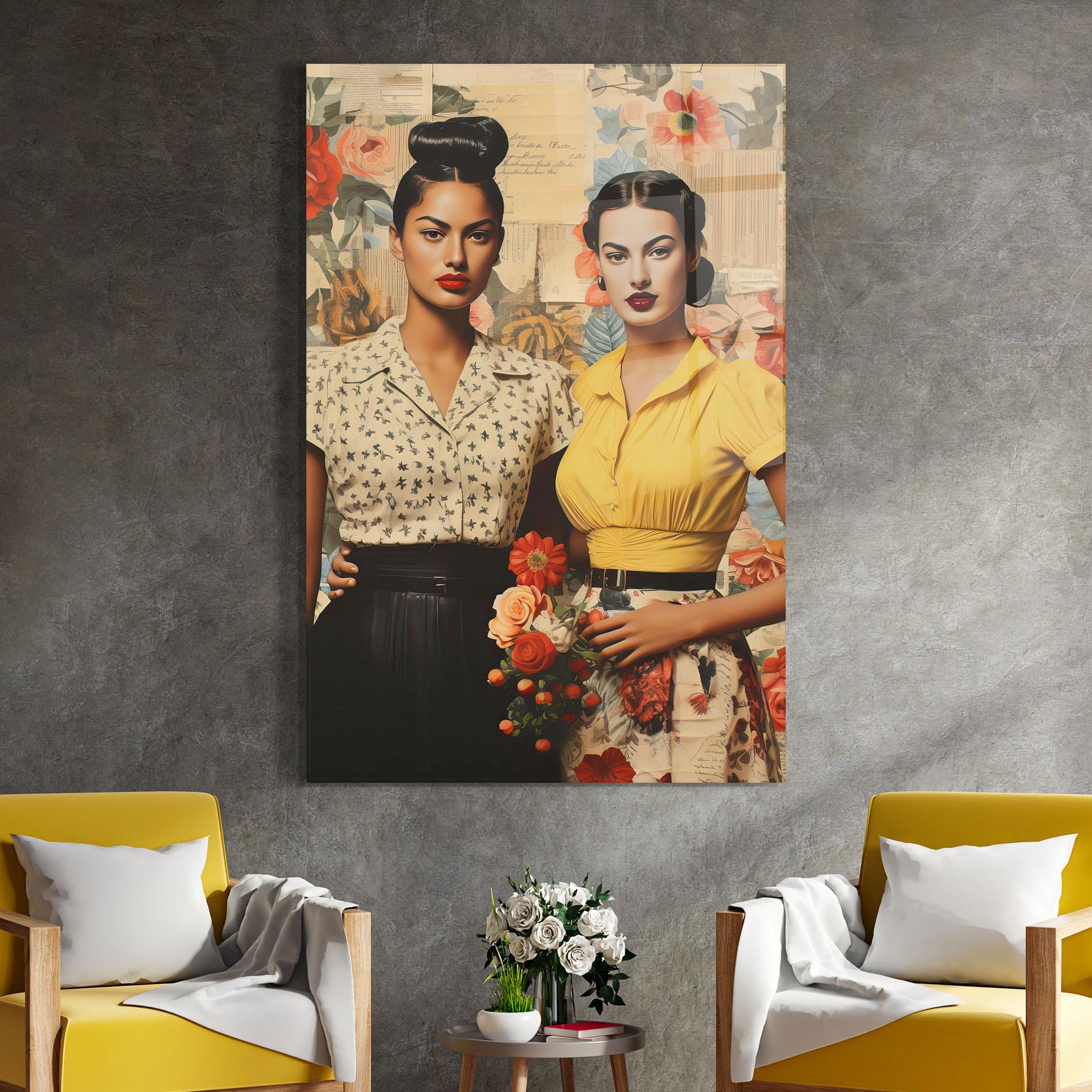 Tablou Sticla Friendship Vintage Power mockup 4