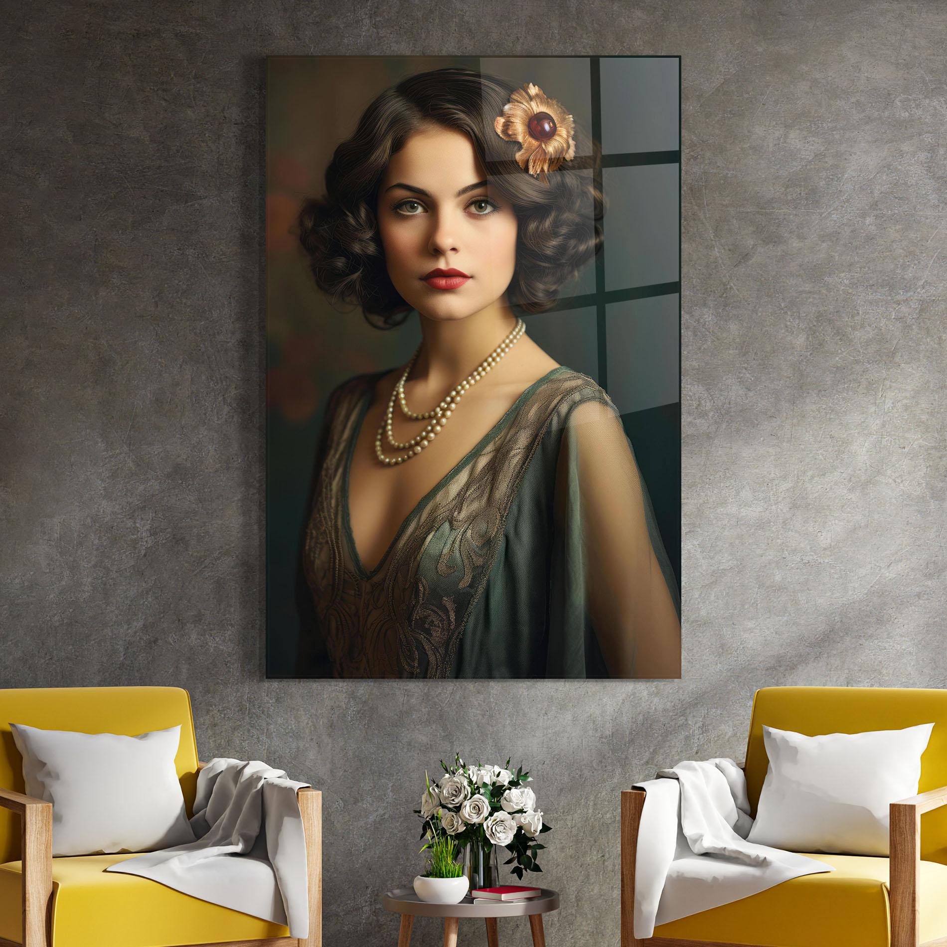 Tablou Sticla Green Vintage Blouse mockup 4