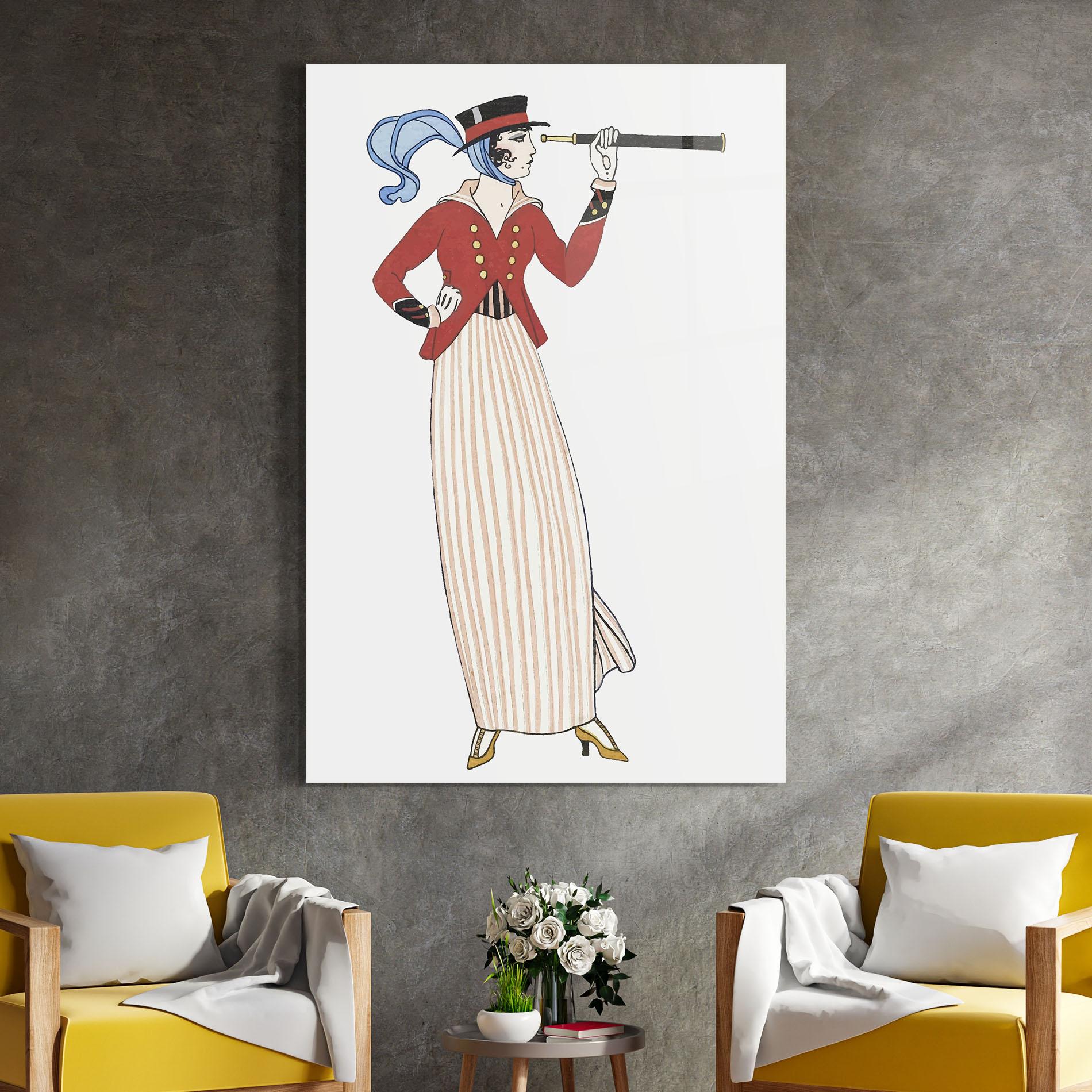 Tablou Sticla Old Vintage Drawing mockup 4