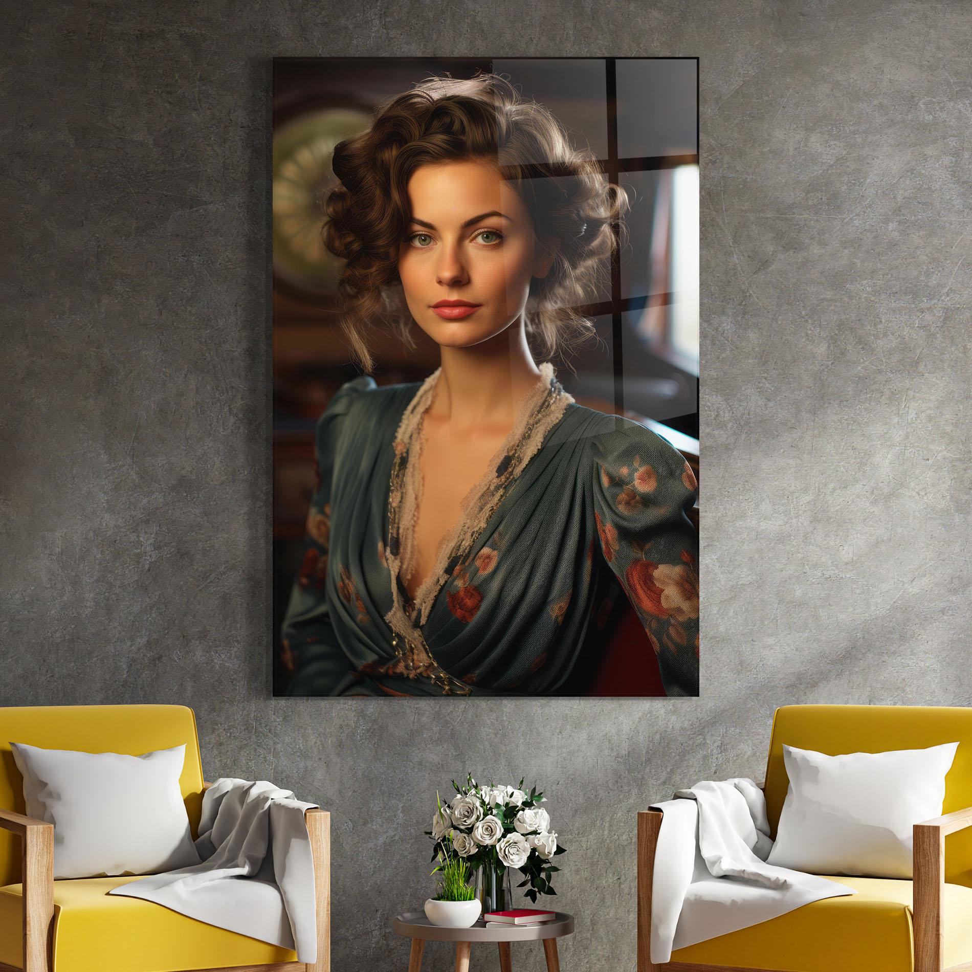 Tablou Sticla Pink Flowers Dress mockup 4