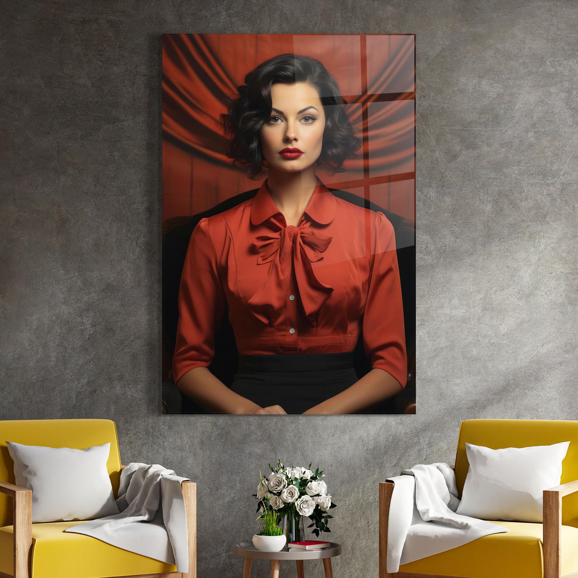 Tablou Sticla Pretty Red Blouse mockup 4