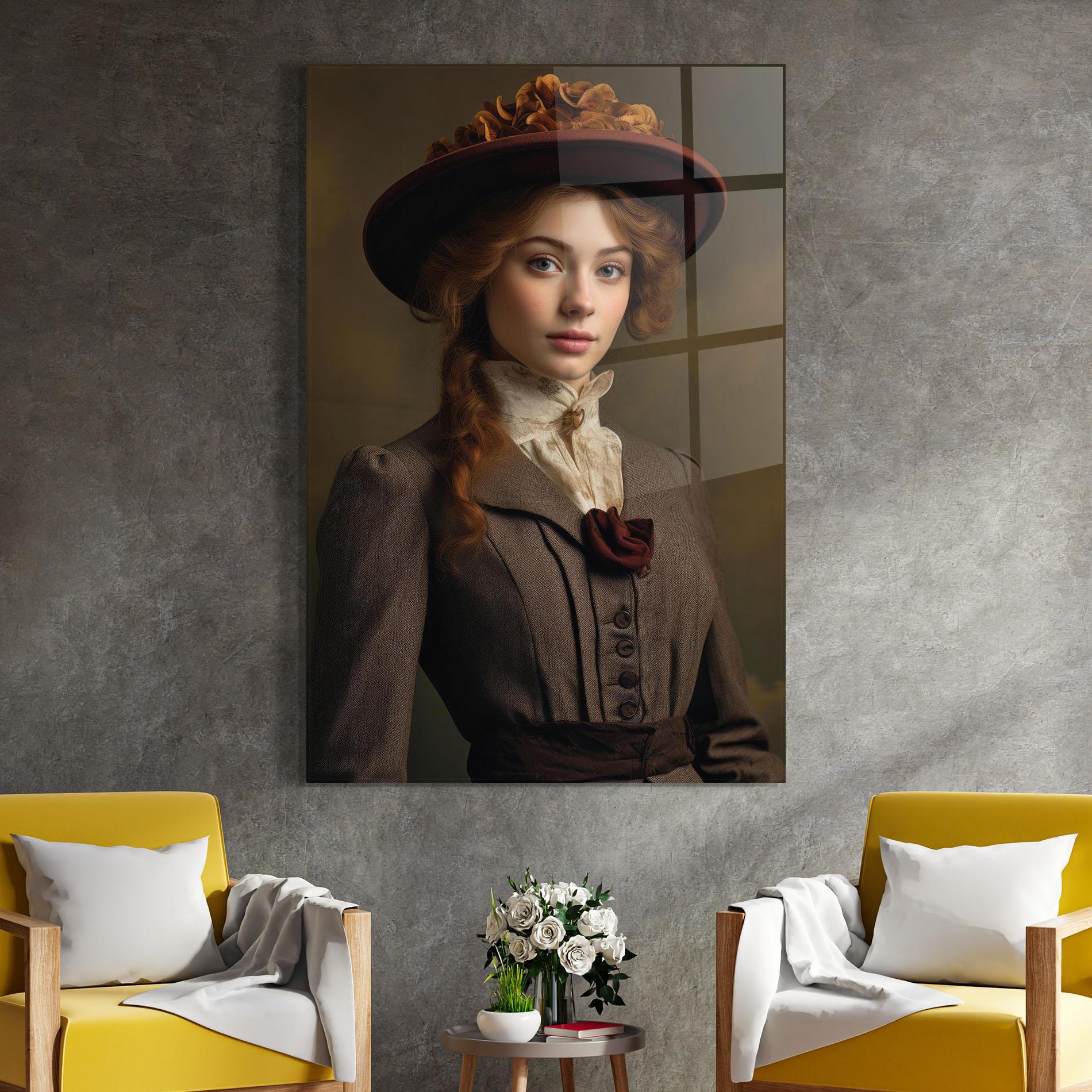 Tablou Sticla Red Orange Hat mockup 4