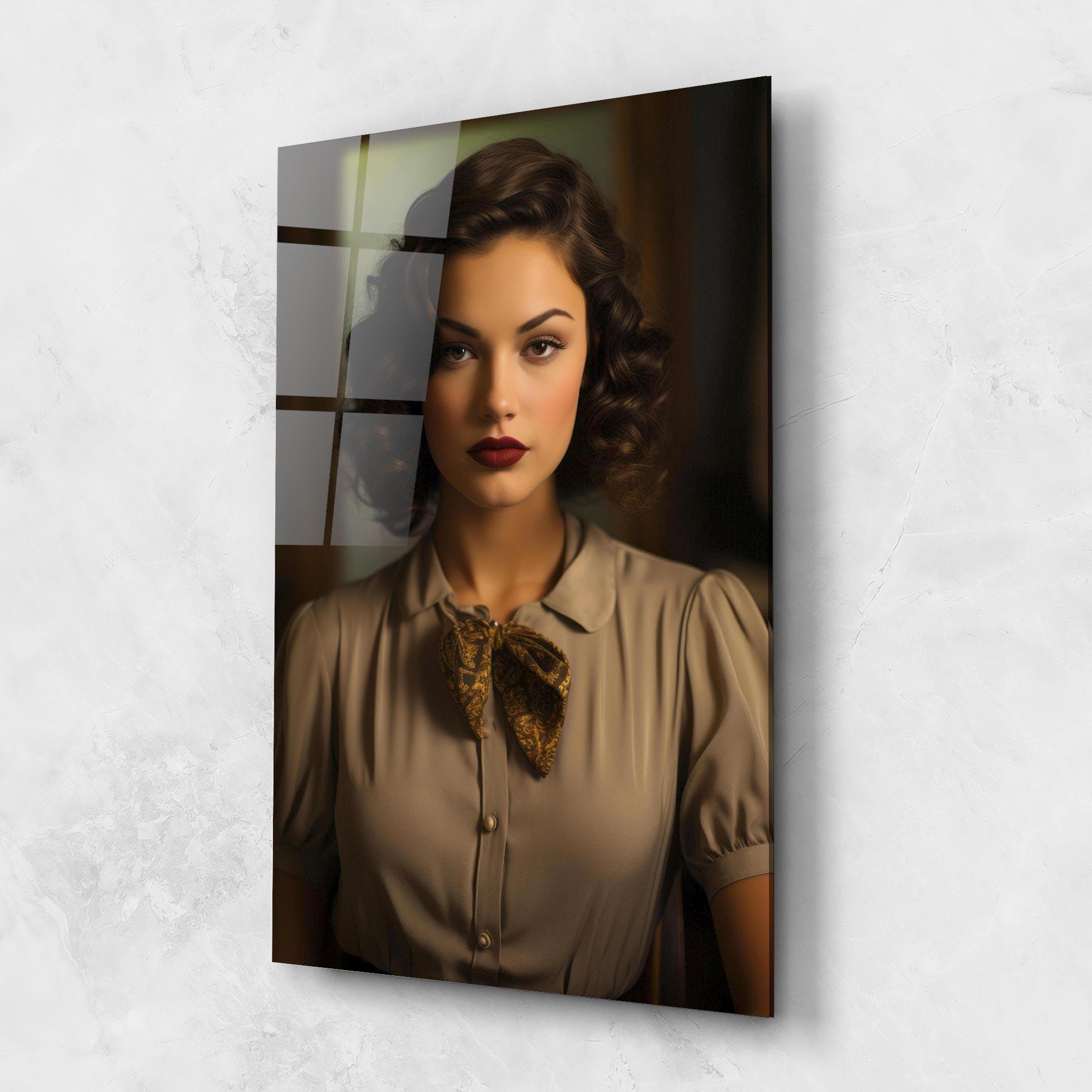 Tablou Sticla Beige Vintage Blouse mockup 1