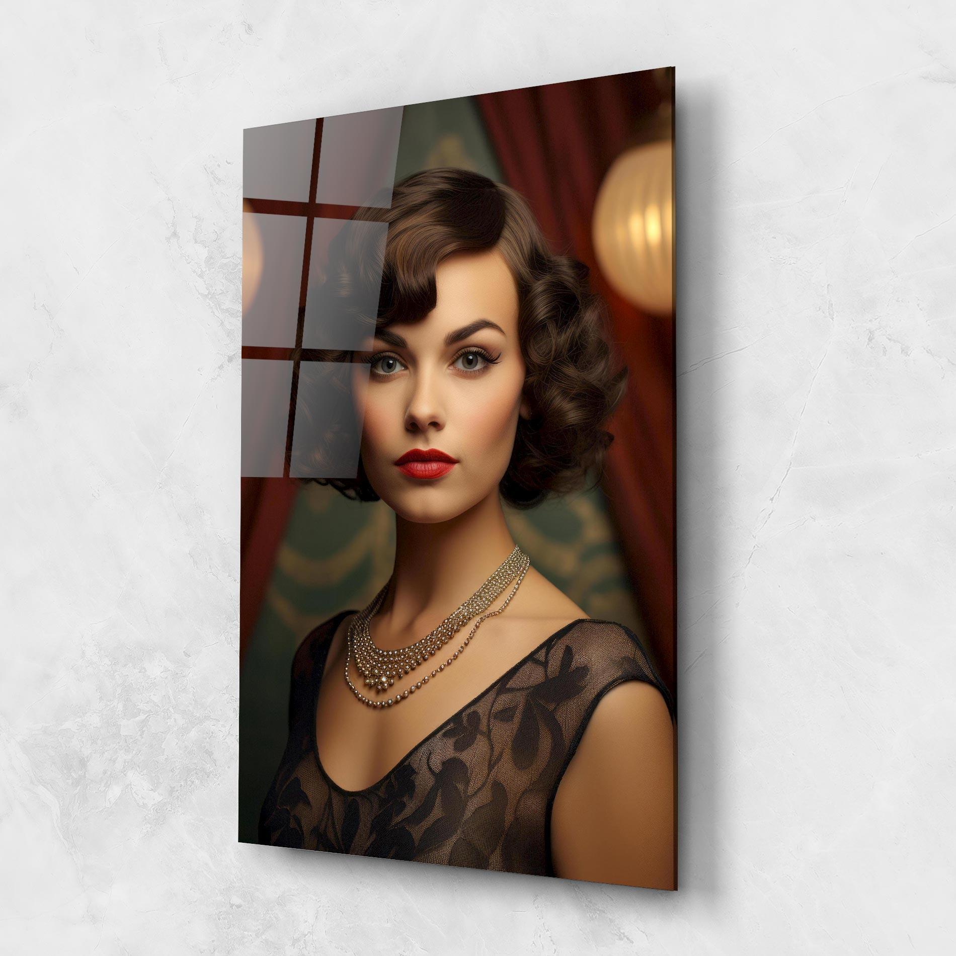 Tablou Sticla Elegant Vintage Woman mockup 1