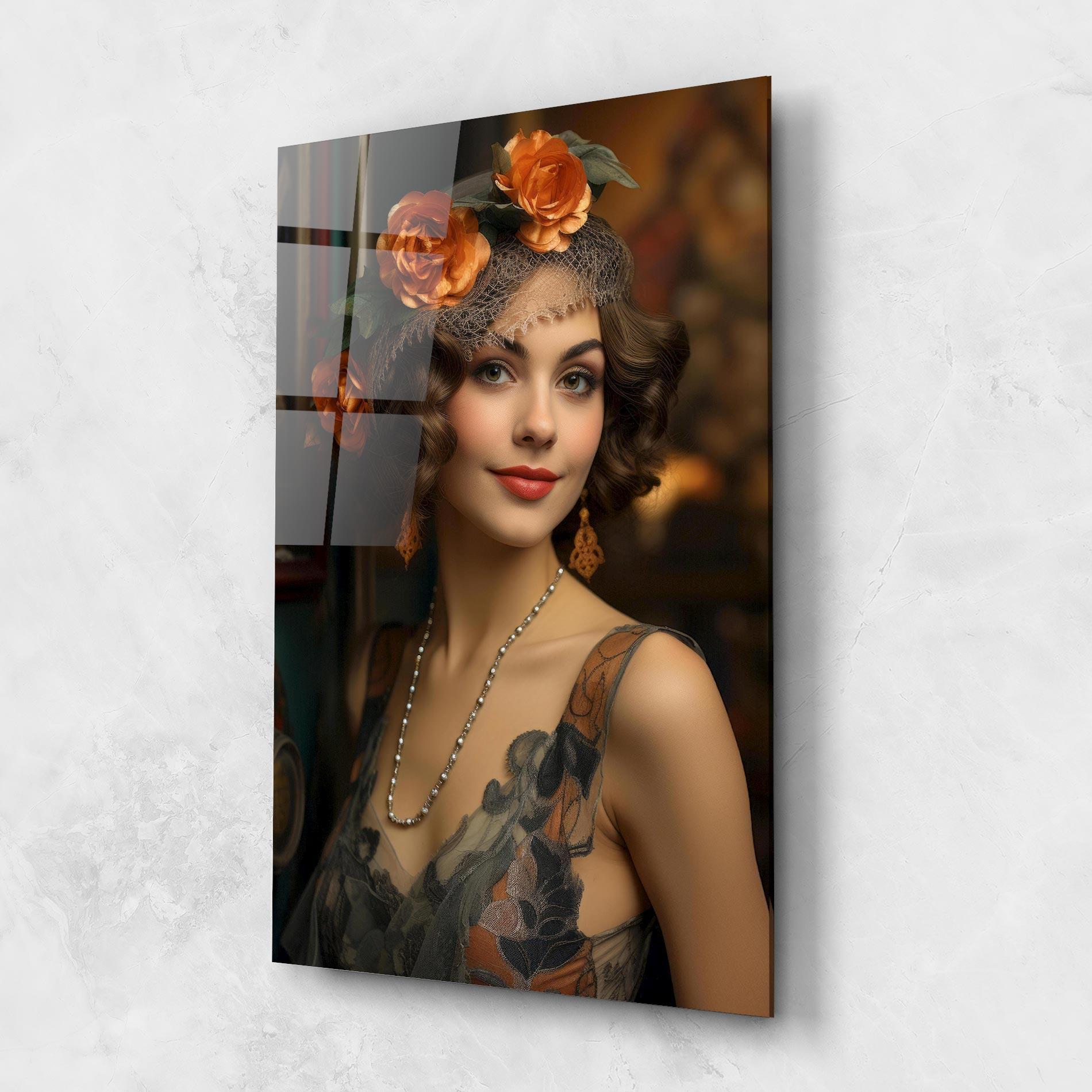 Tablou Sticla Orange Vintage Roses mockup 1