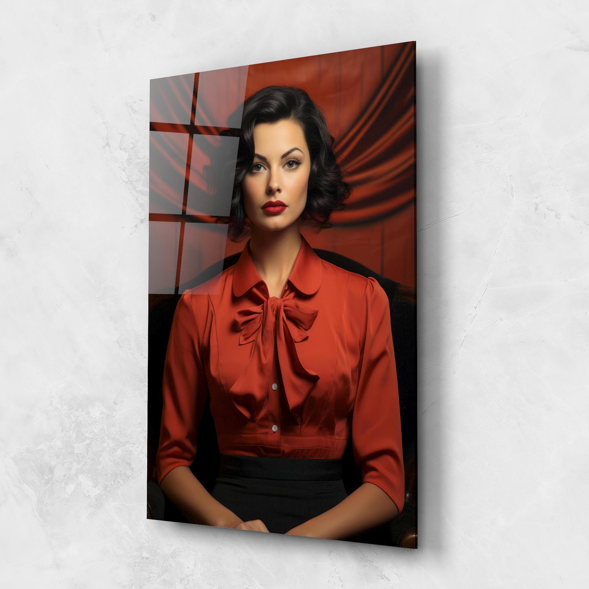 Tablou Sticla Pretty Red Blouse mockup 1