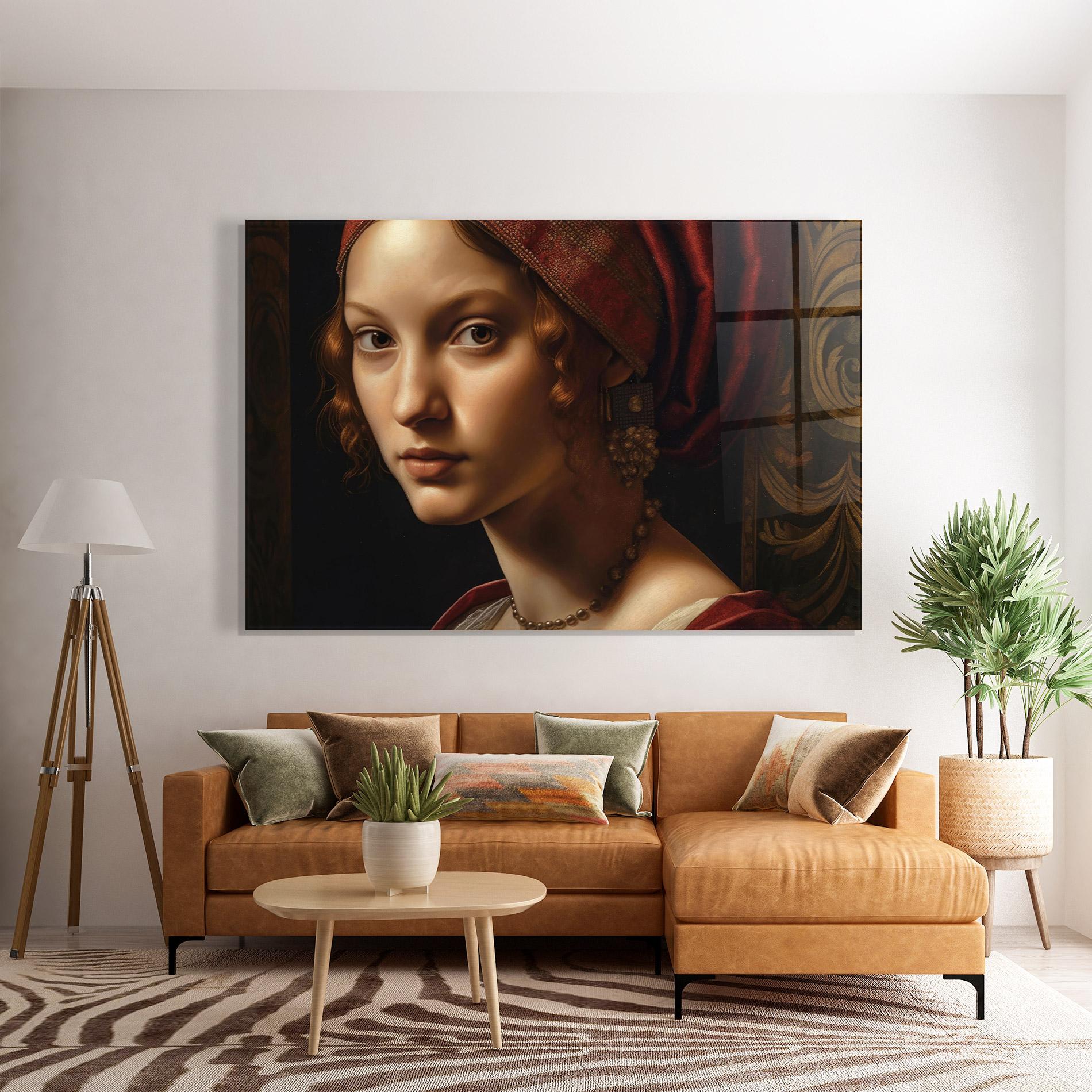 Tablou Sticla Red Hair Woman Art mockup 7