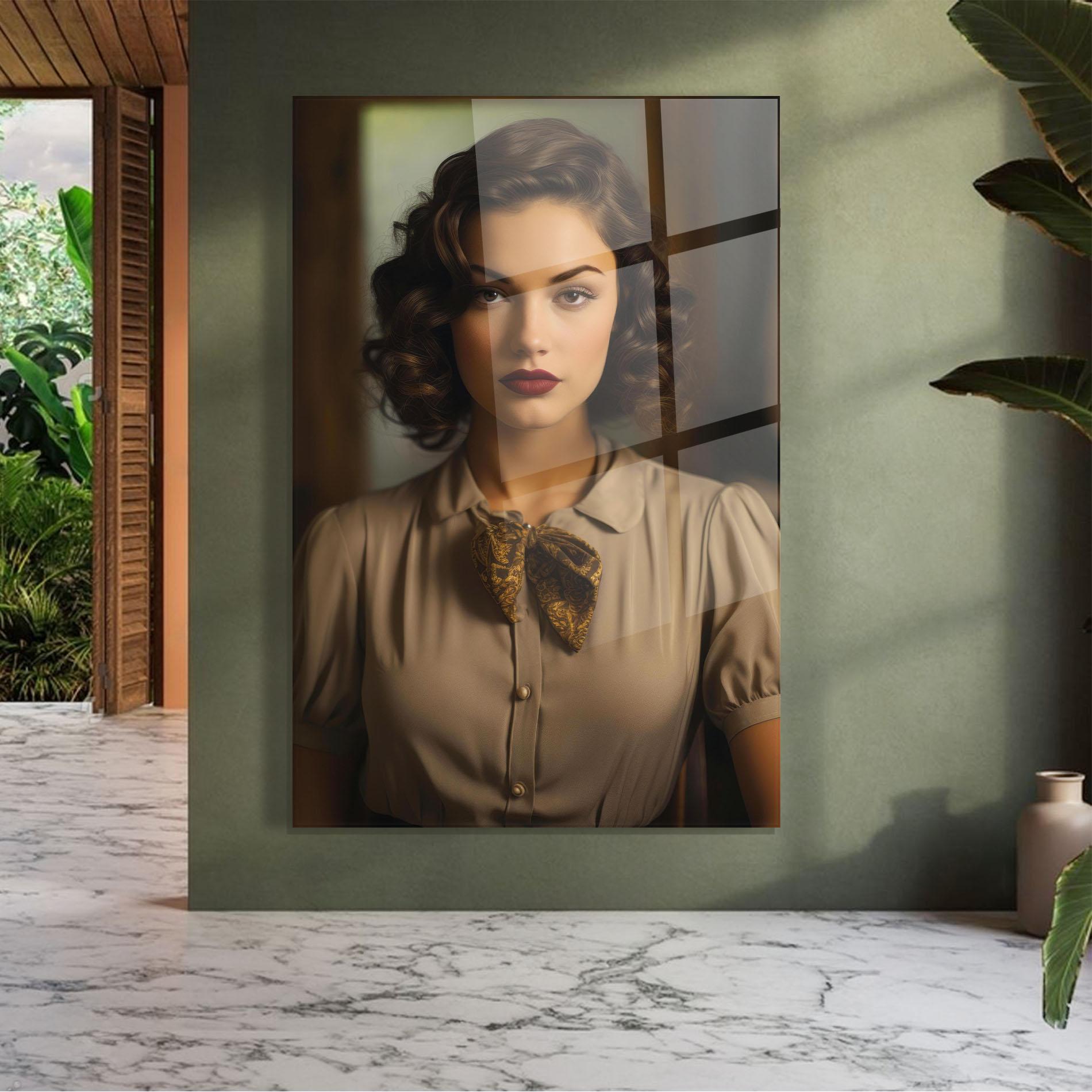 Tablou Sticla Beige Vintage Blouse mockup 7