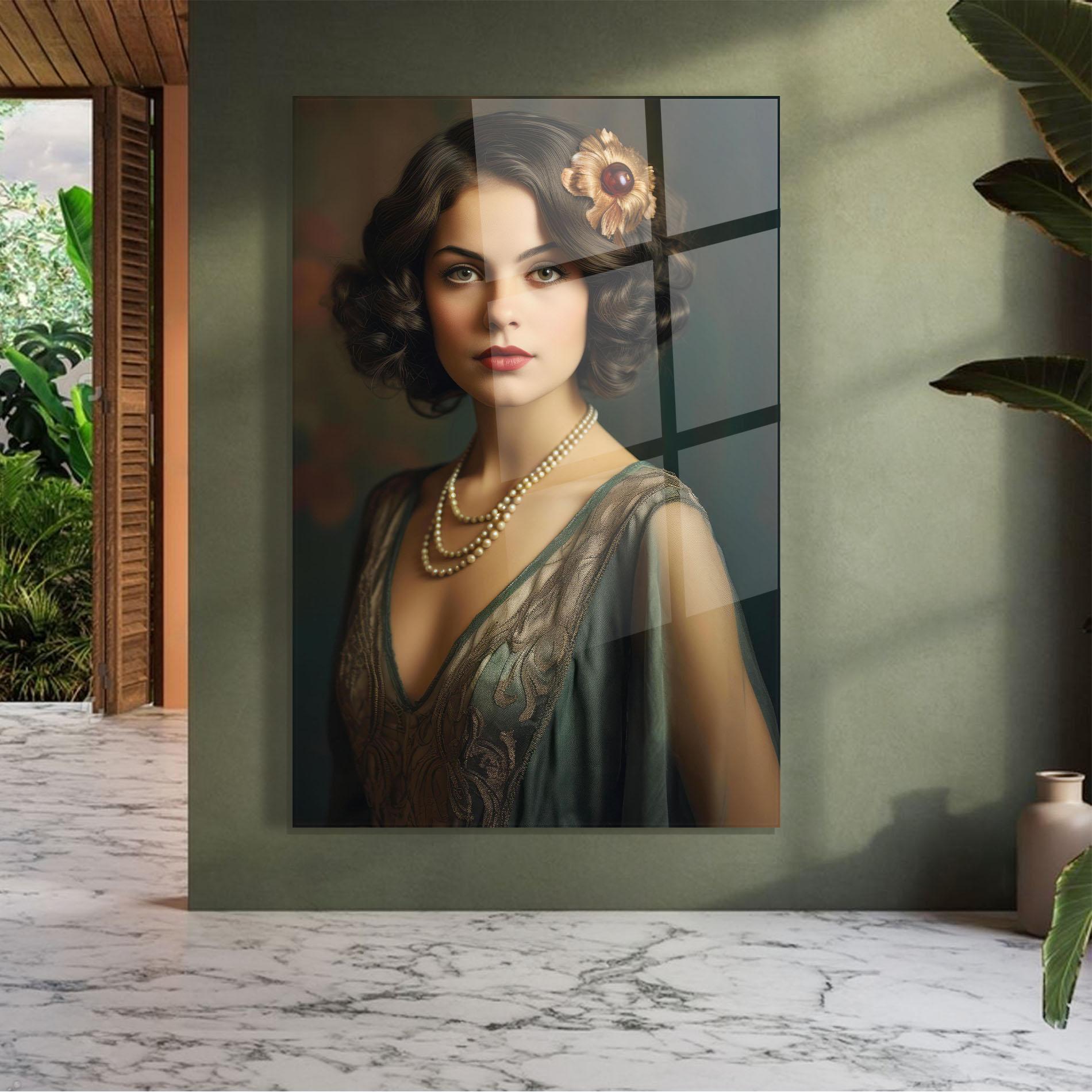 Tablou Sticla Green Vintage Blouse mockup 7