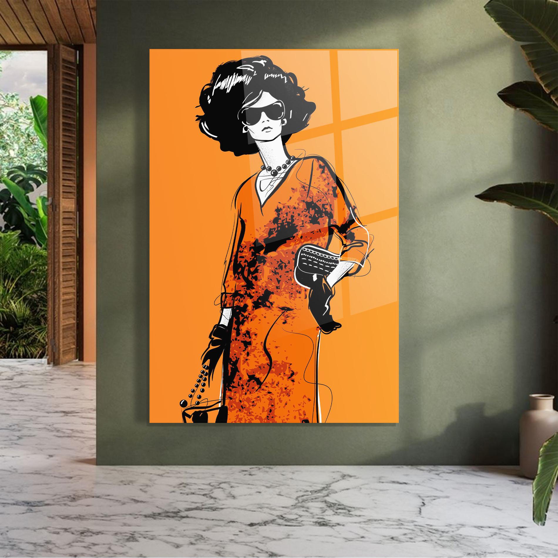 Tablou Sticla Old Orange Dress mockup 7