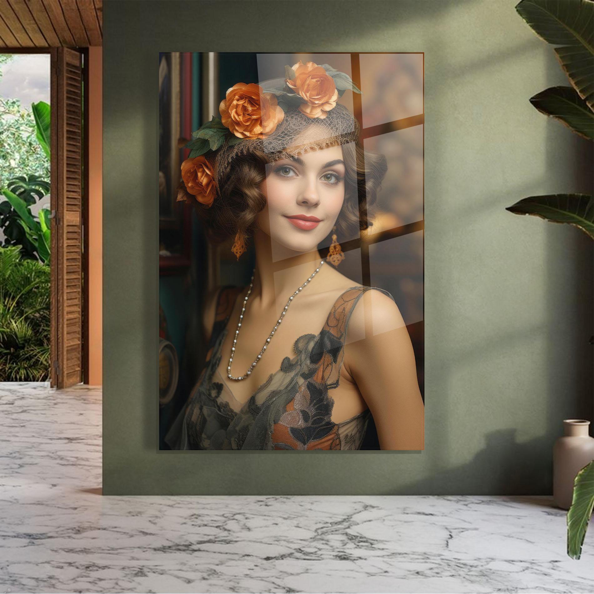 Tablou Sticla Orange Vintage Roses mockup 7