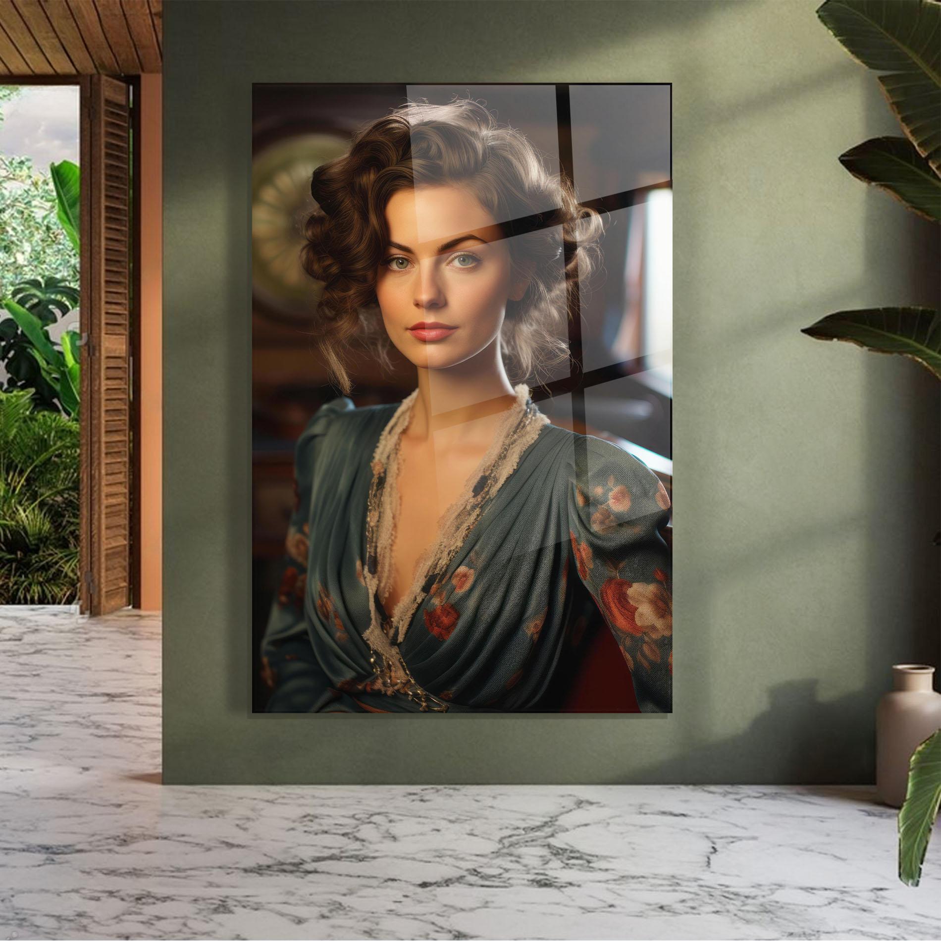 Tablou Sticla Pink Flowers Dress mockup 7