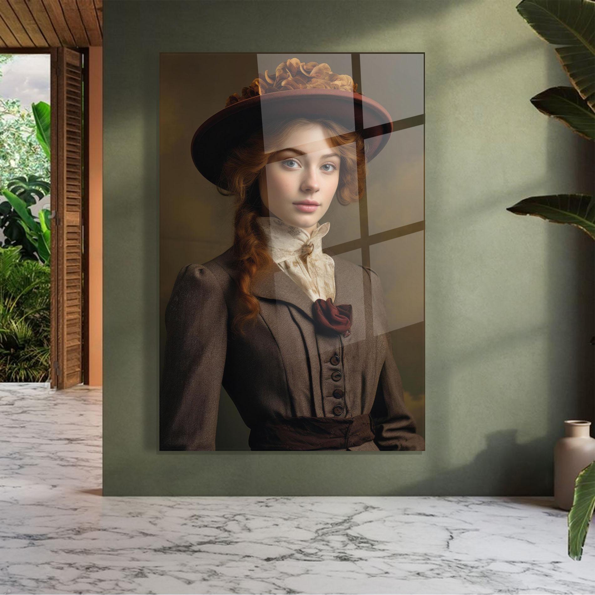 Tablou Sticla Red Orange Hat mockup 7