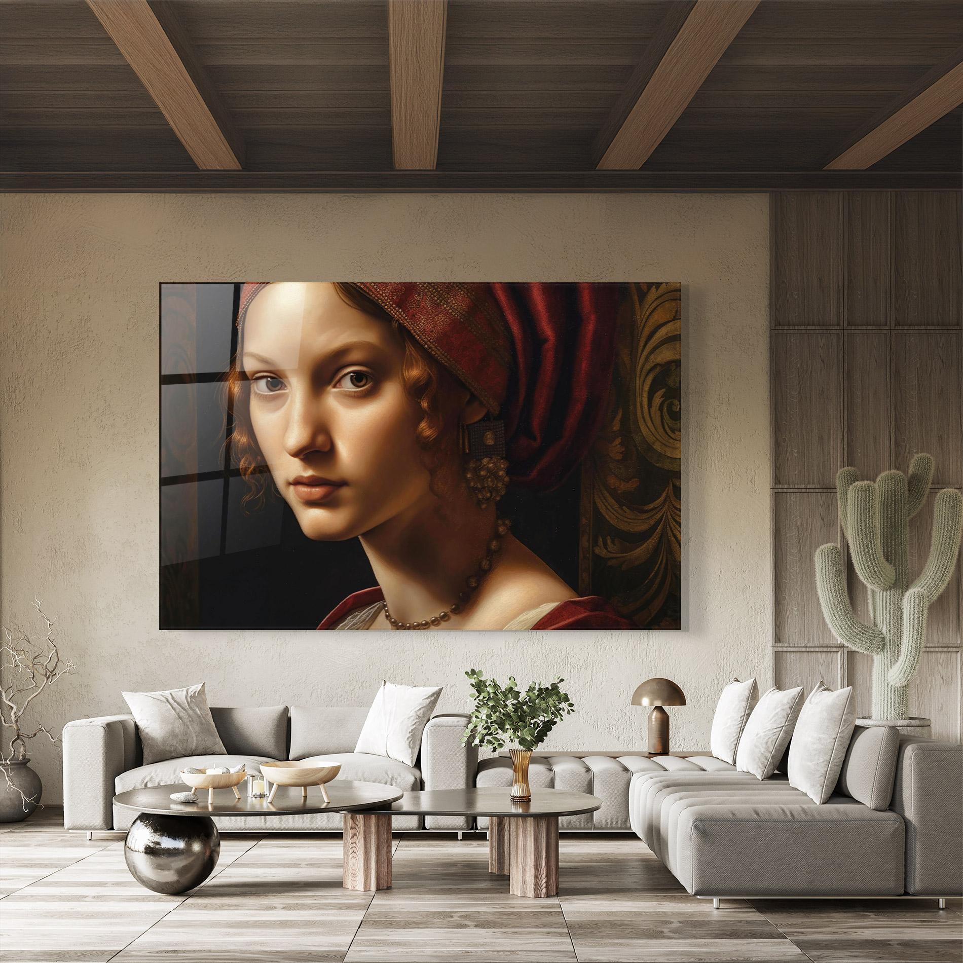 Tablou Sticla Red Hair Woman Art mockup 8