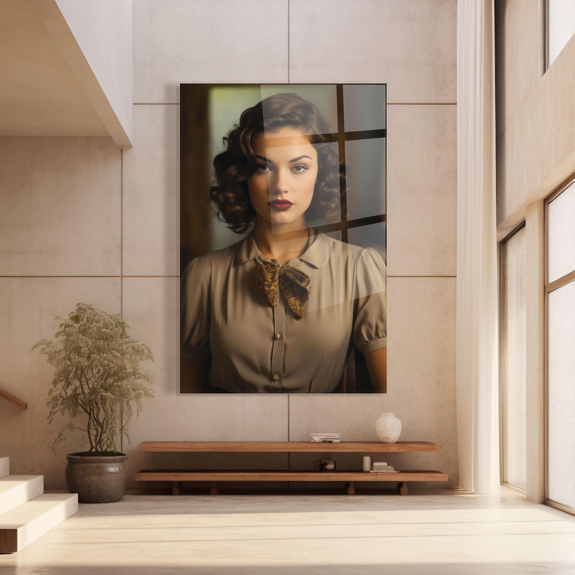 Tablou Sticla Beige Vintage Blouse mockup 8