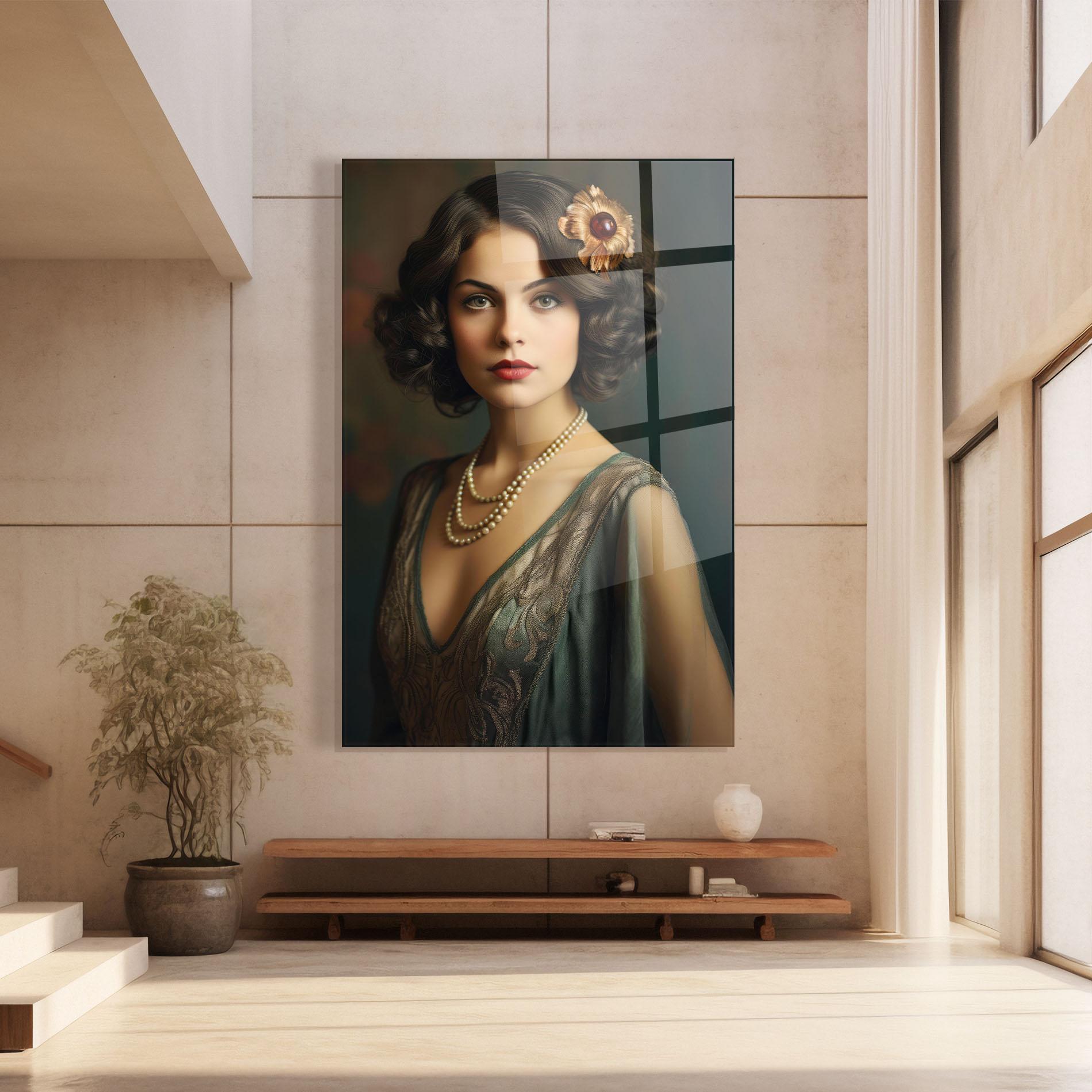 Tablou Sticla Green Vintage Blouse mockup 8