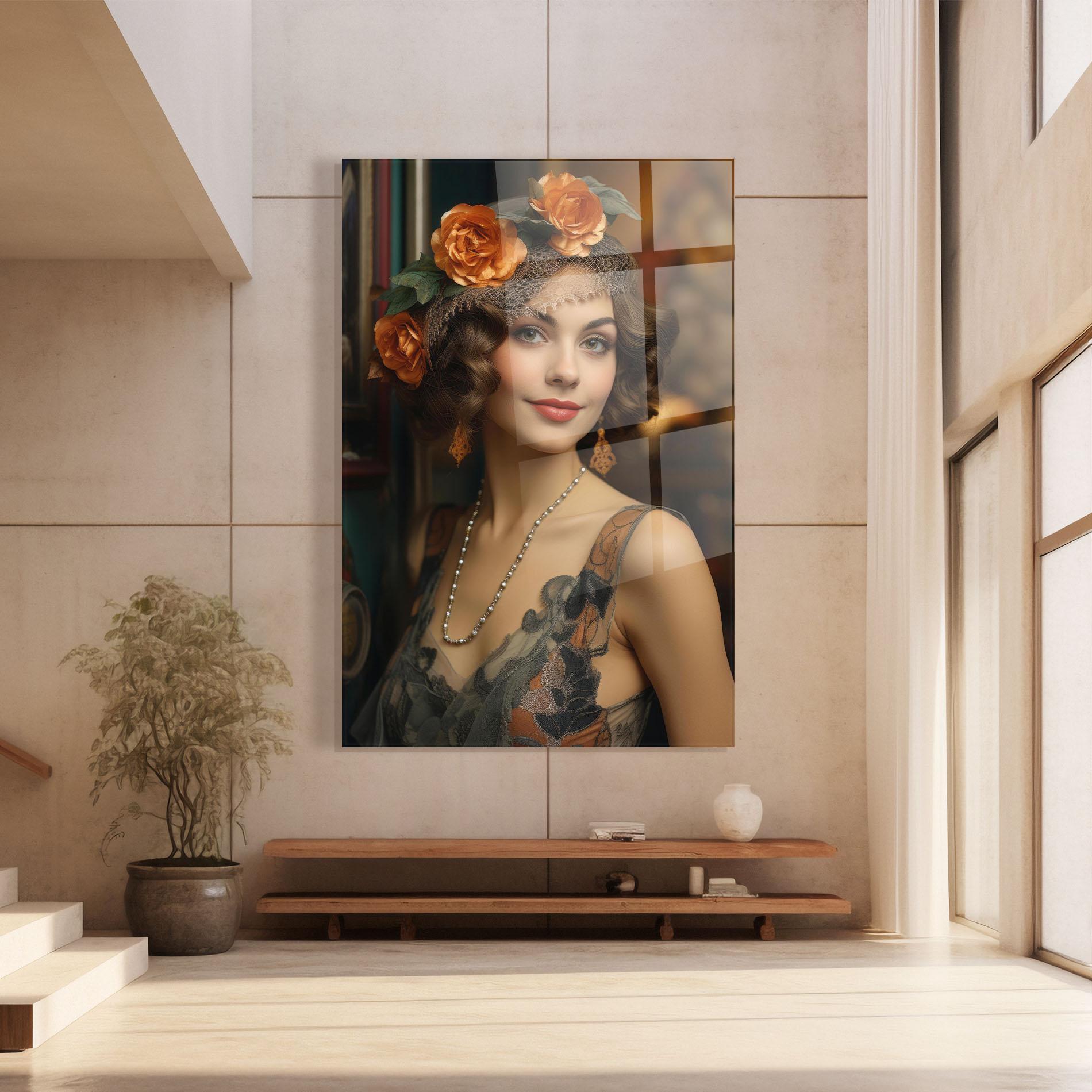 Tablou Sticla Orange Vintage Roses mockup 8