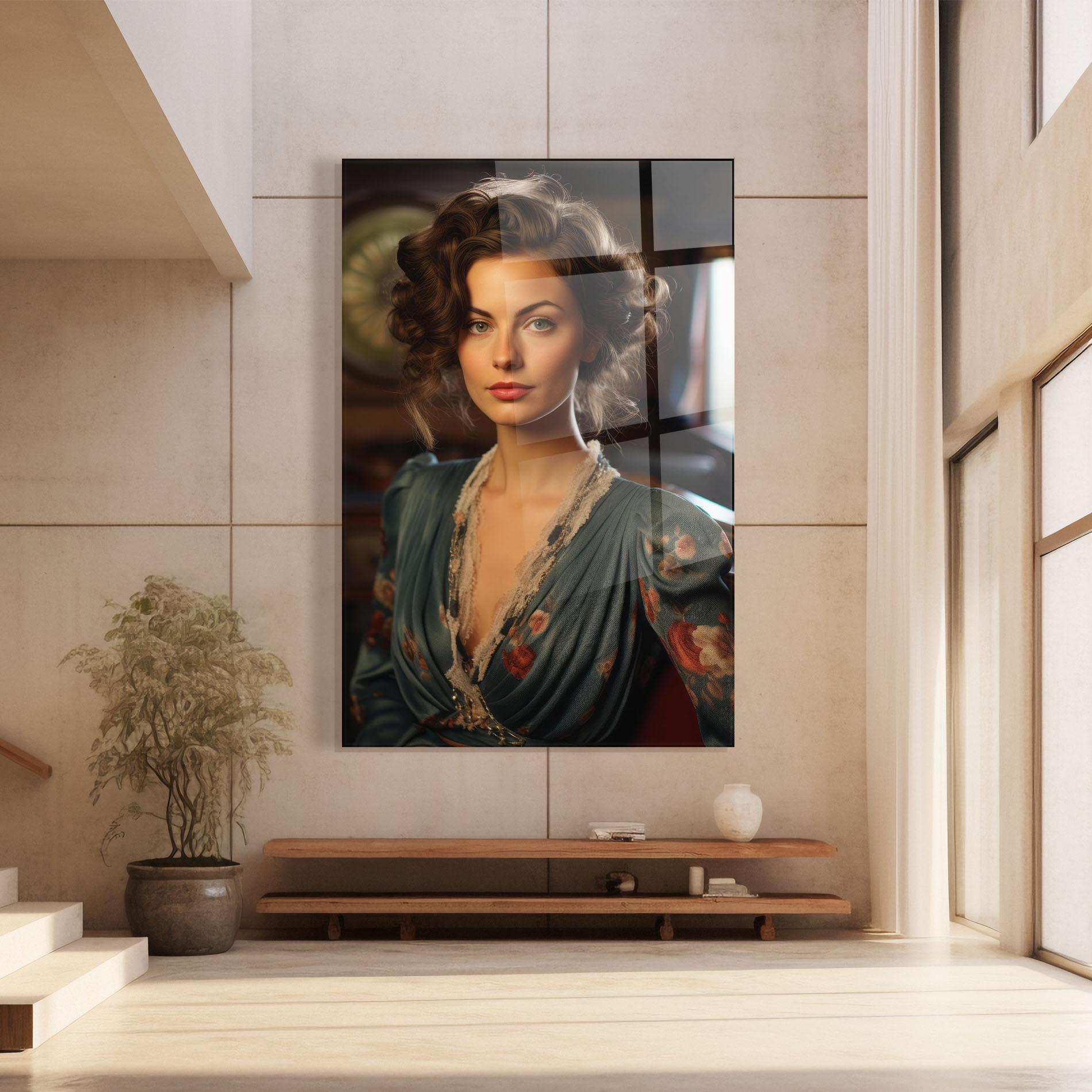 Tablou Sticla Pink Flowers Dress mockup 8