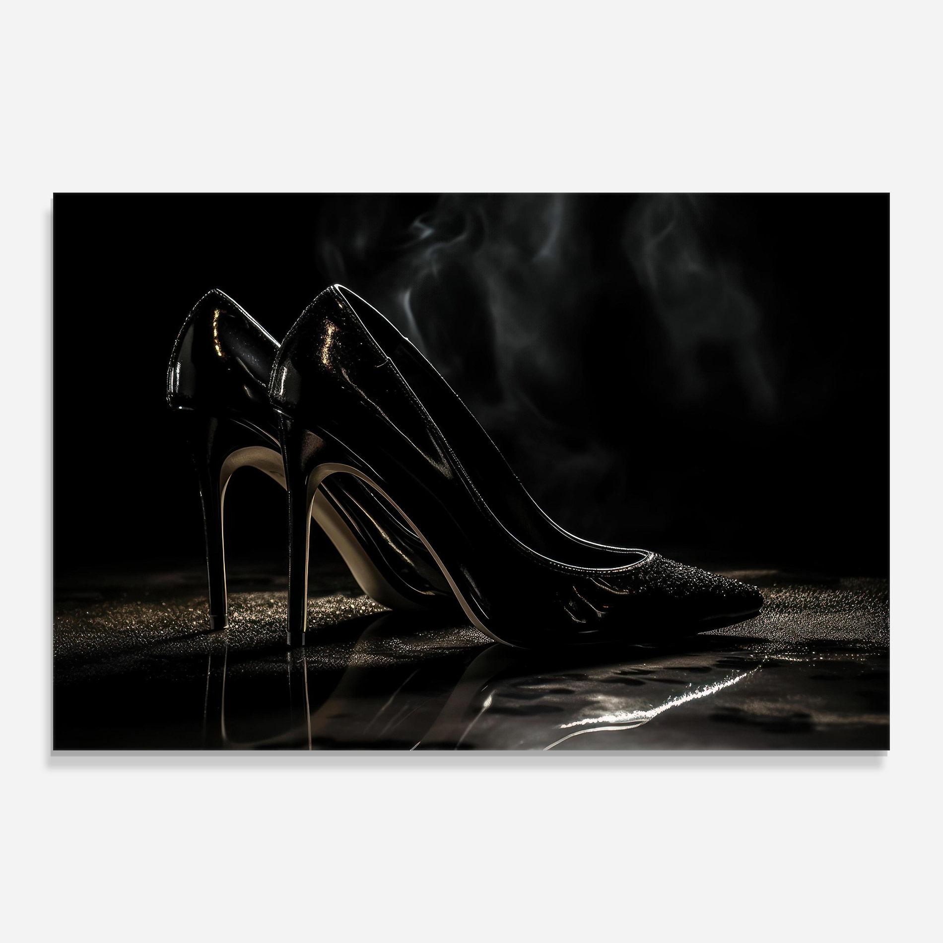 Tablou Sticla Black Leather Shoes mockup 0