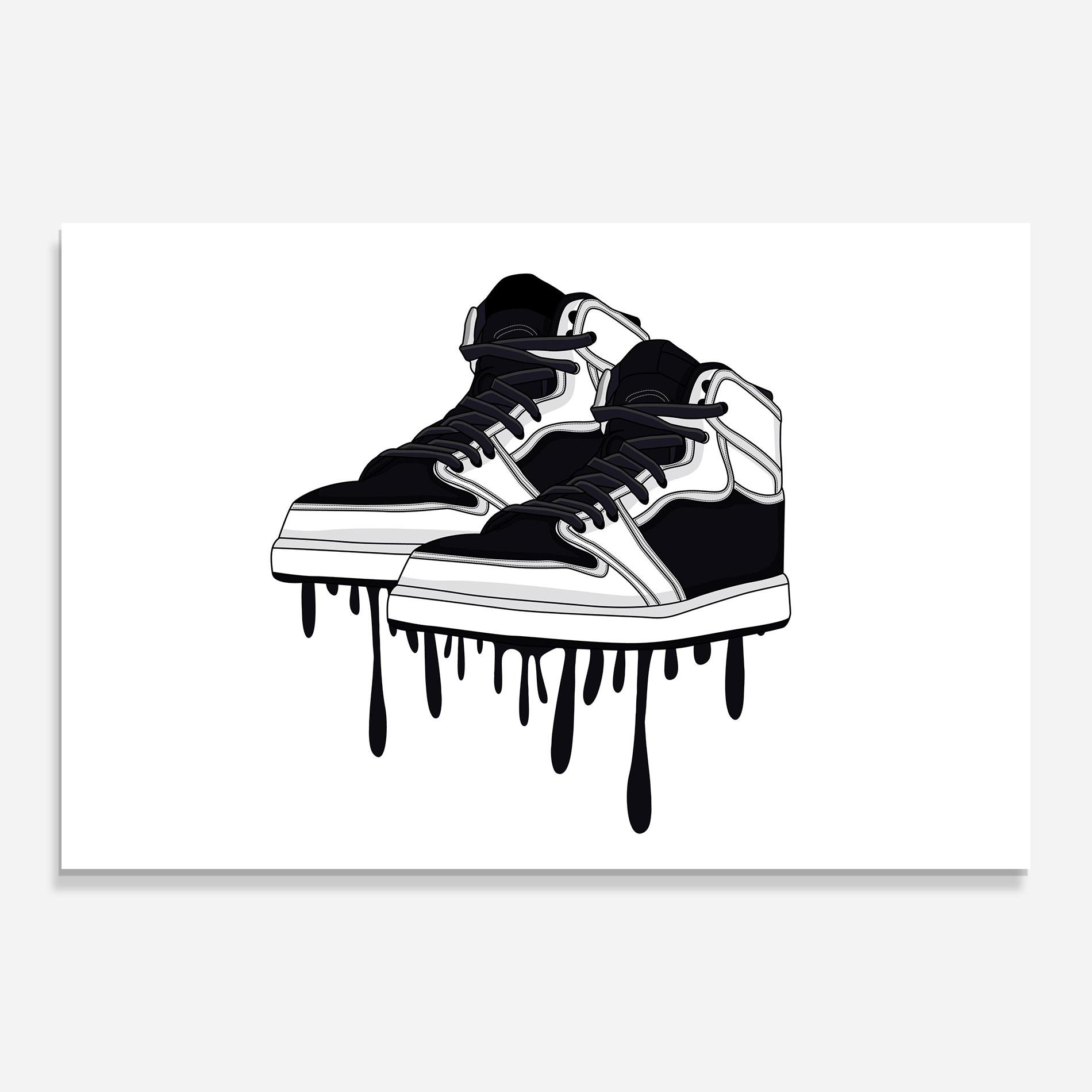 Tablou Sticla Black White Shoes mockup 0