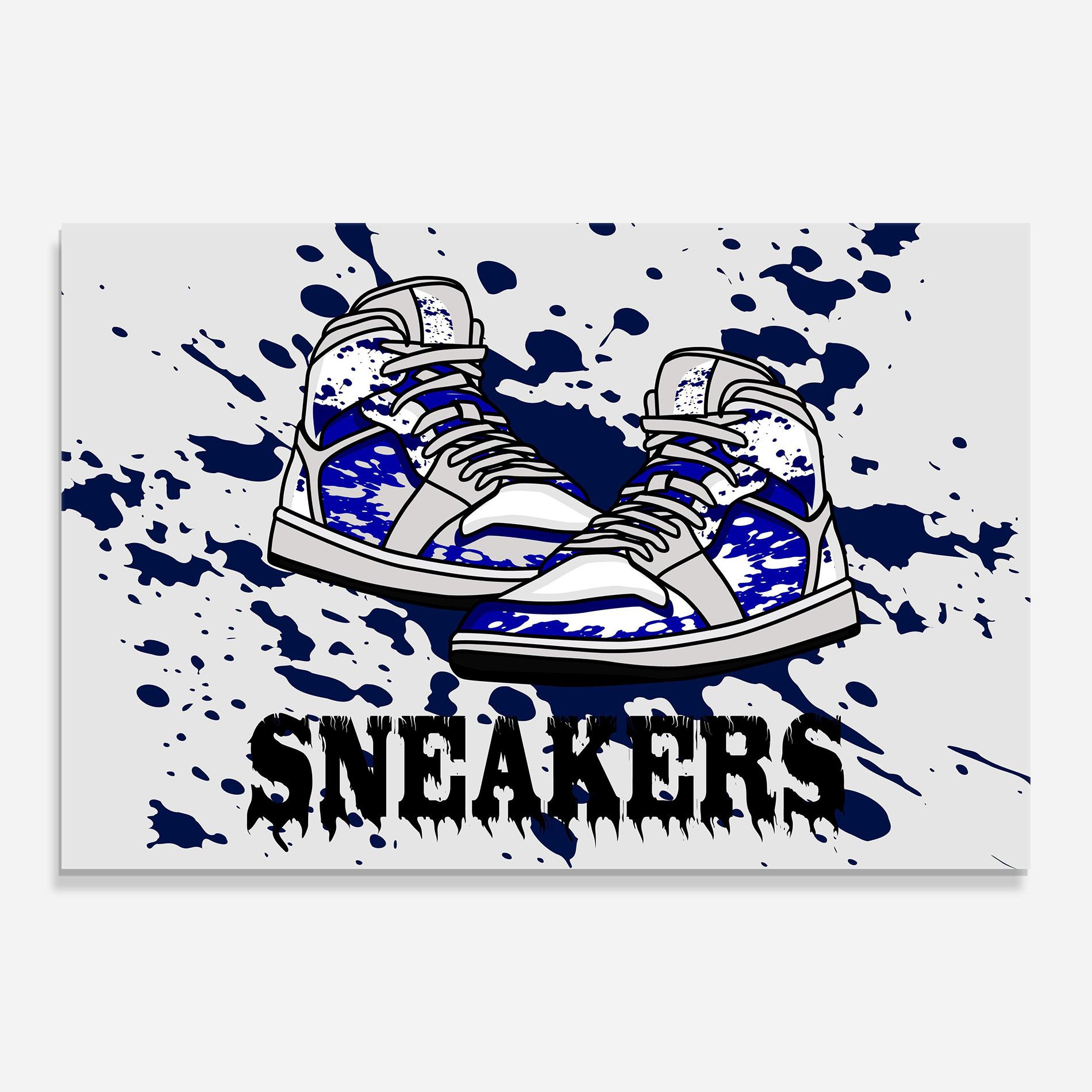 Tablou Sticla Dark Blue Sneakers mockup 0