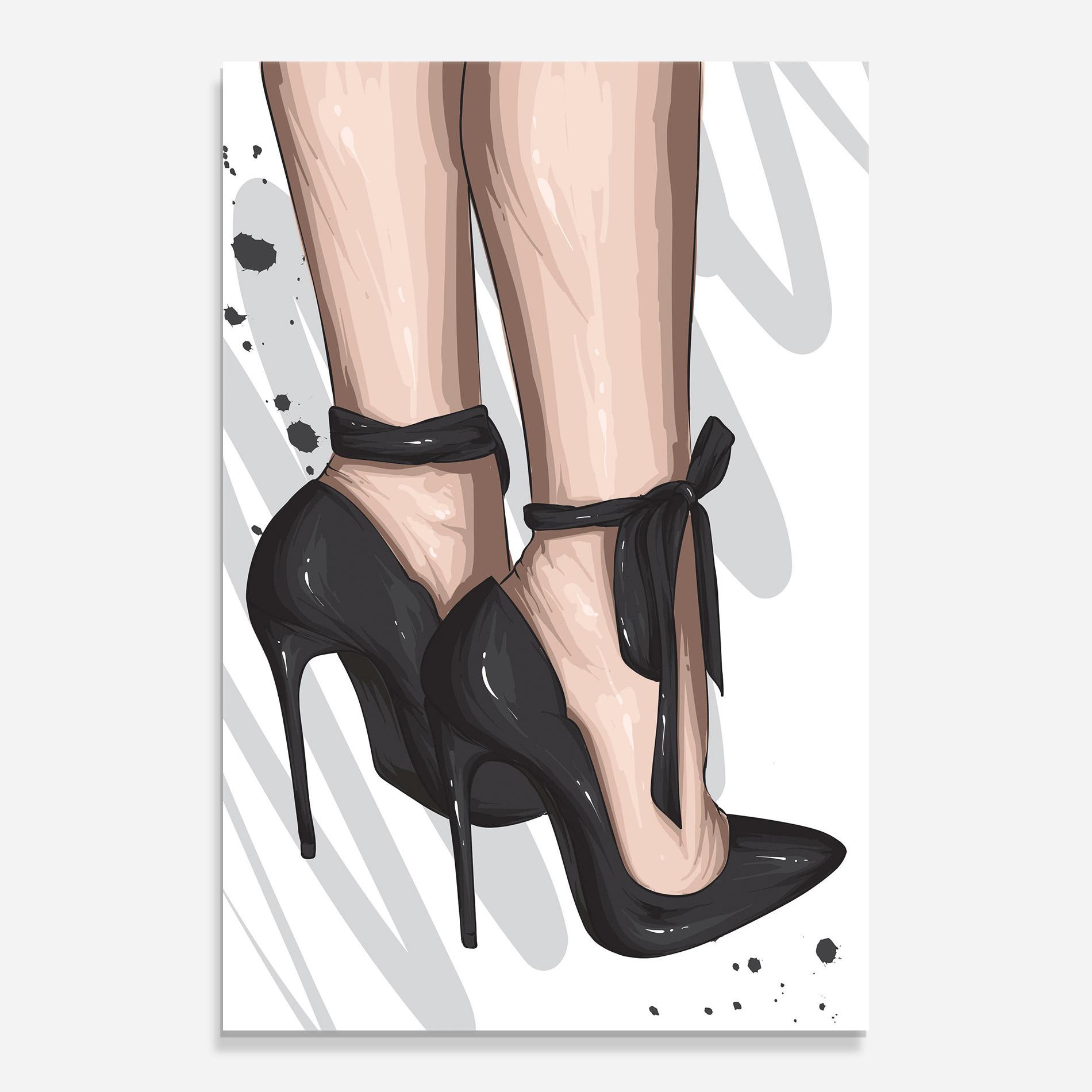 Tablou Sticla Black Woman Shoes mockup 0