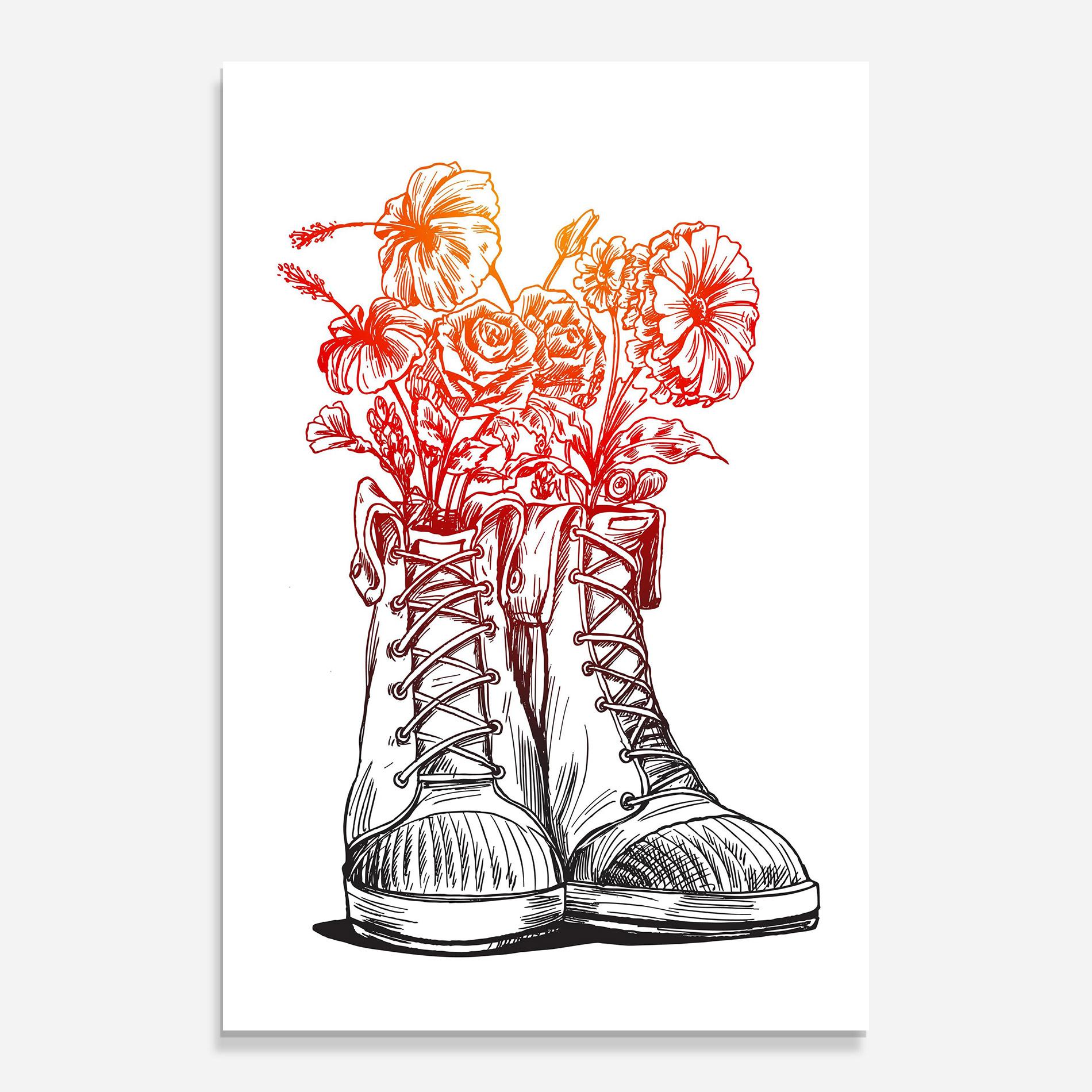 Tablou Sticla Flower In Shoes mockup 0