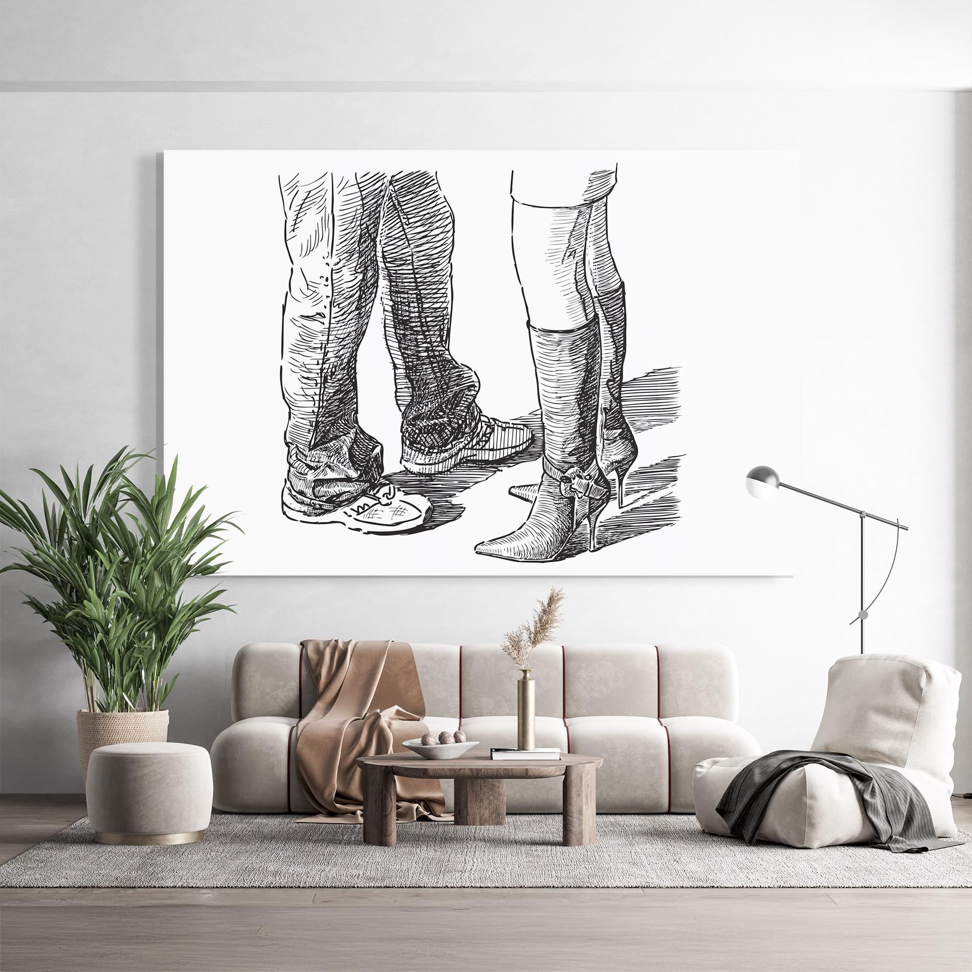 Tablou Sticla Black Line Shoes mockup 9