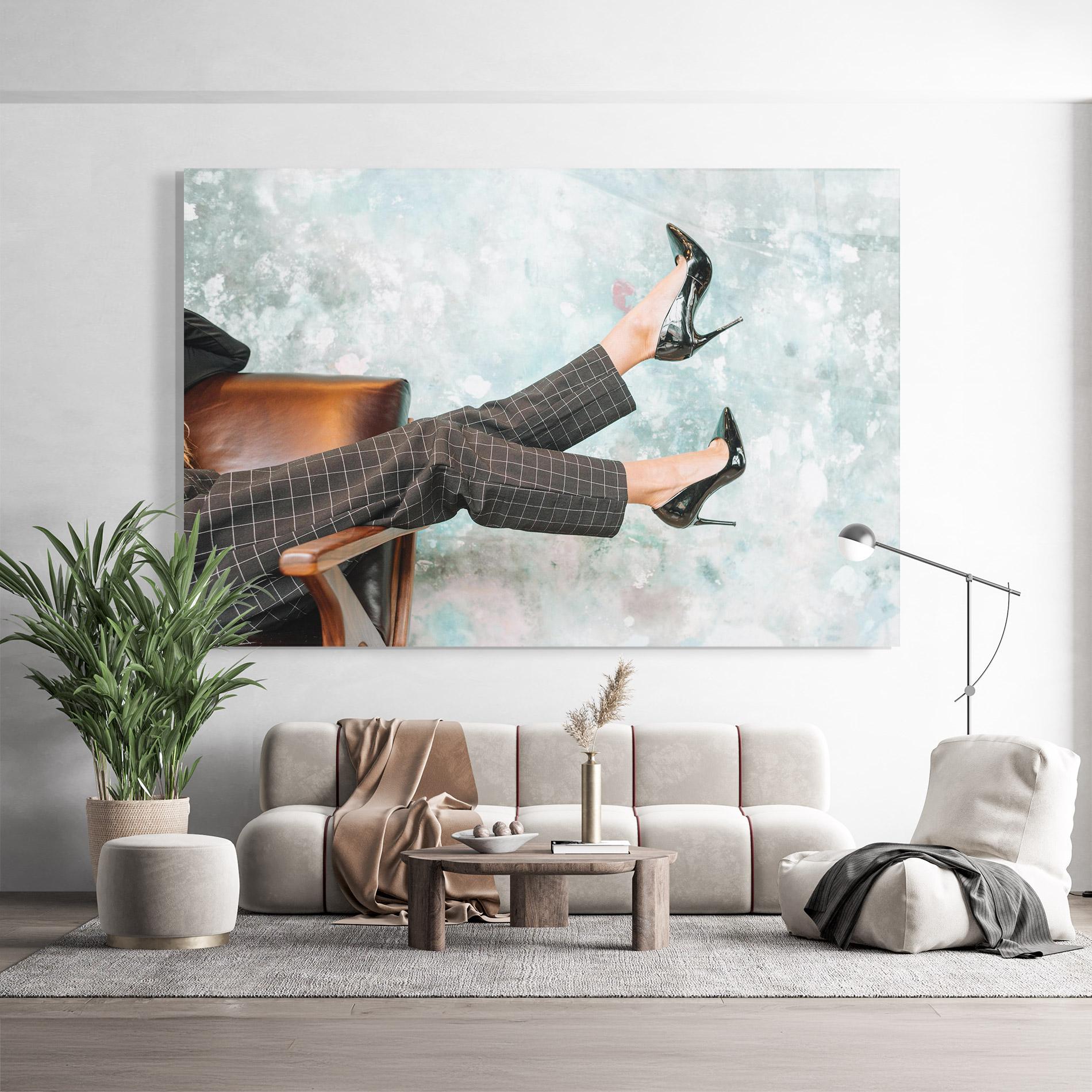 Tablou Sticla Black Shoes On Chair mockup 9