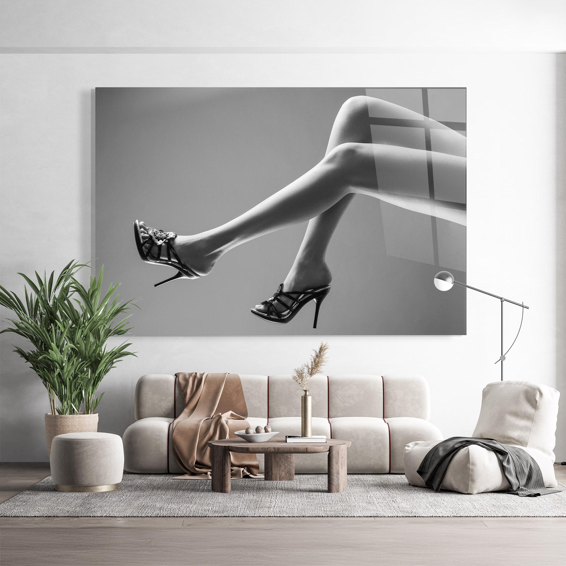 Tablou Sticla Black Shoes On Grey mockup 9